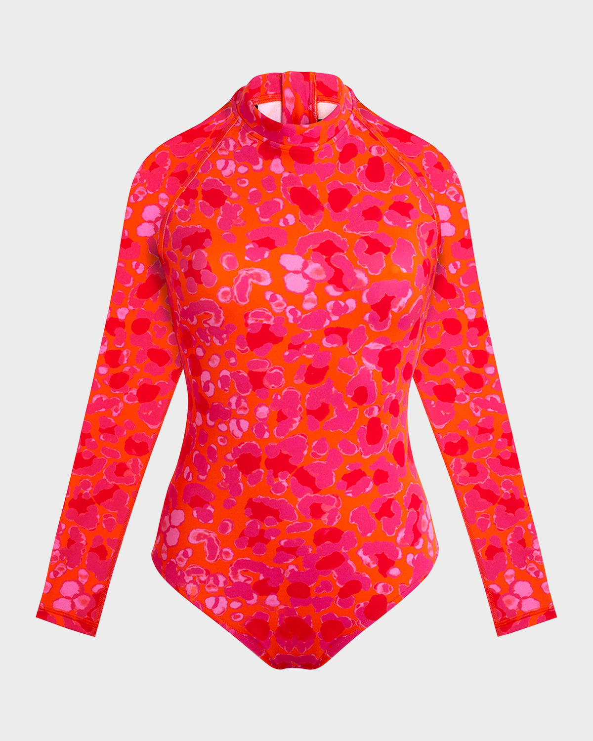 Shop Vilebrequin Abstract Leopard Printed Rashguard One-piece Swimsuit In Abricot