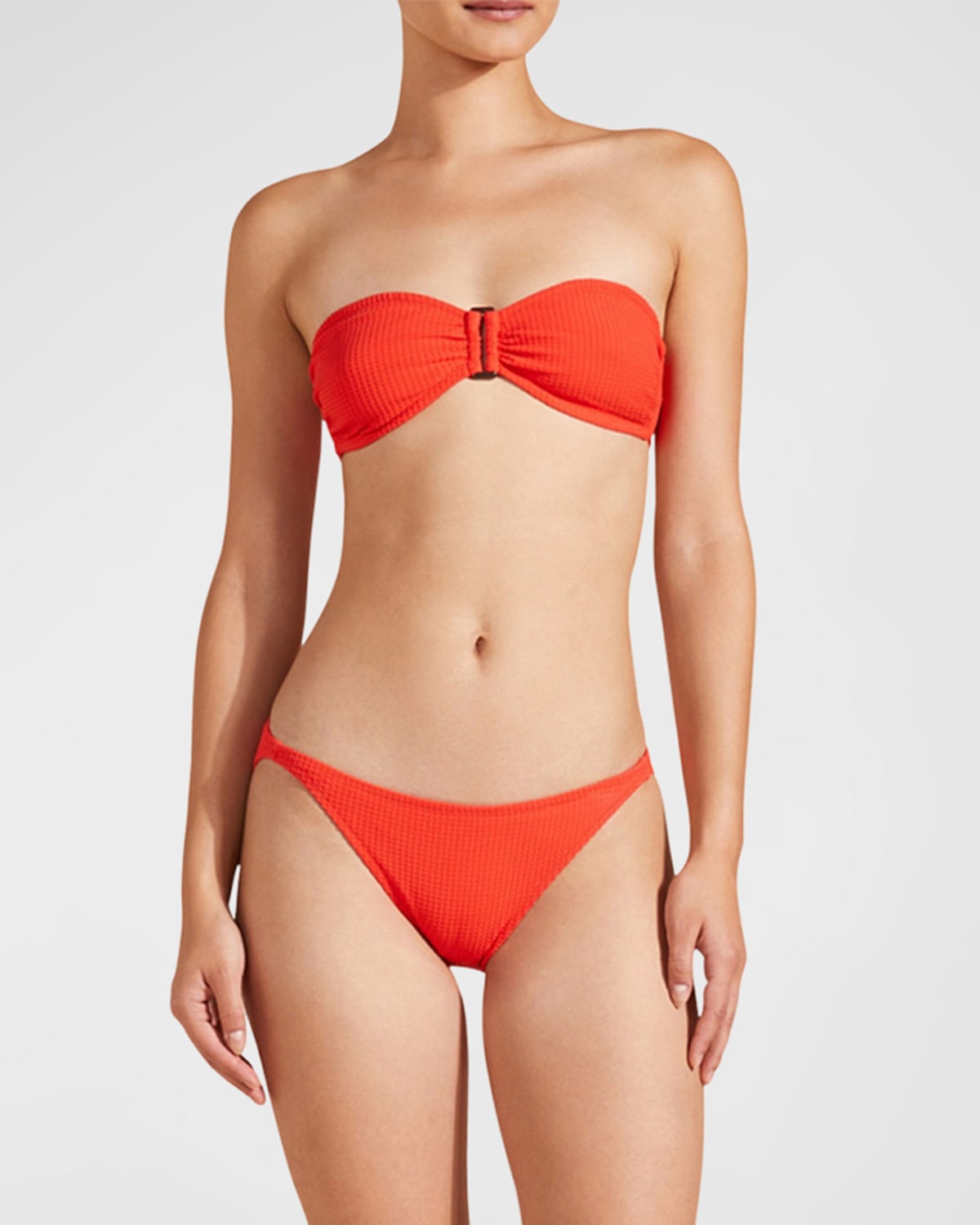 Shop Vilebrequin Ribbed Bandeau Bikini Top In Coquelicot