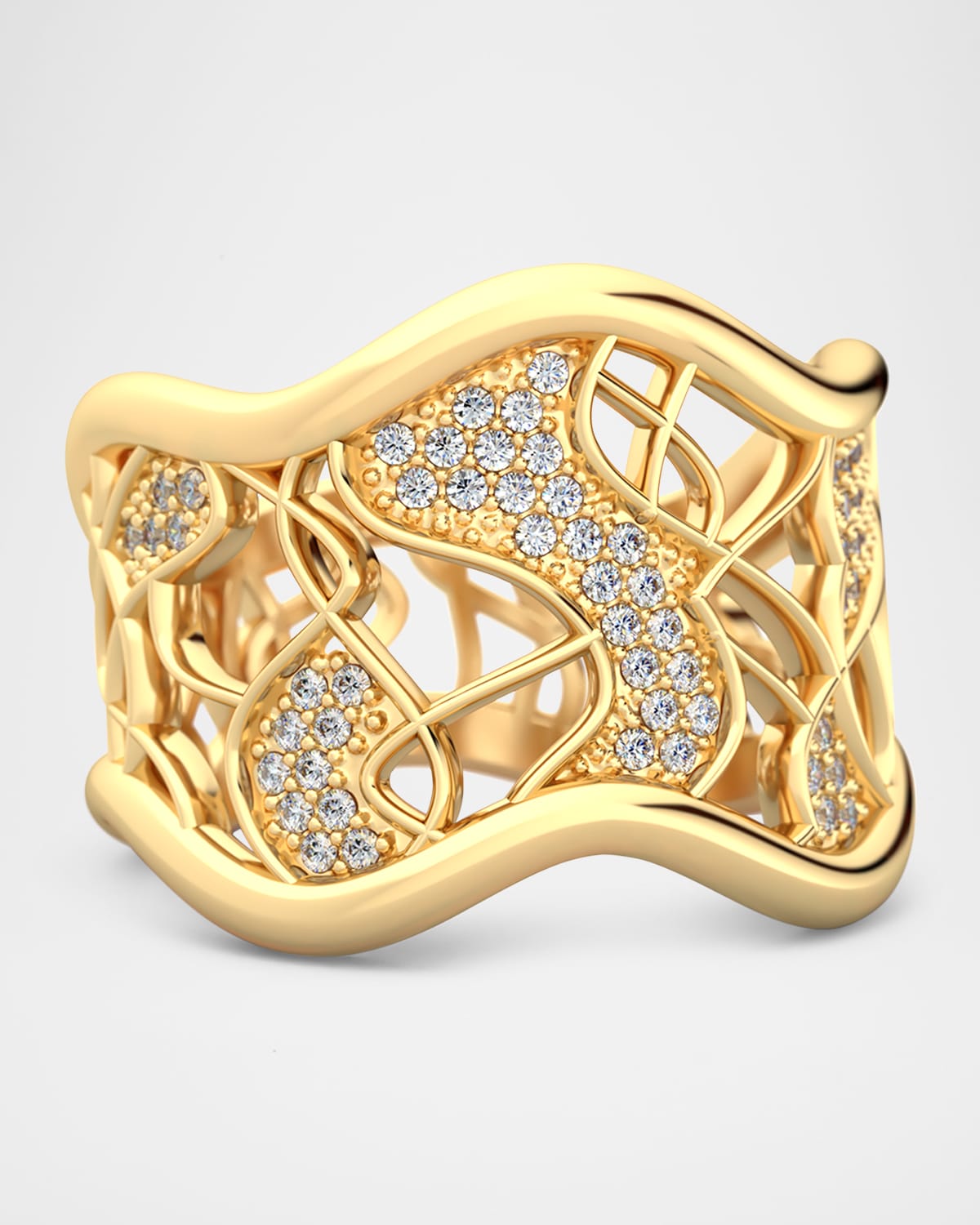 18K Gold River Statement Ring with Diamonds