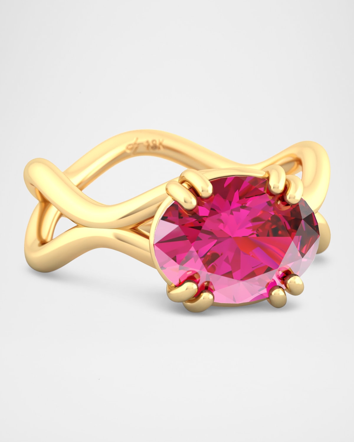 18K Gold Rose Ring with Rubellite
