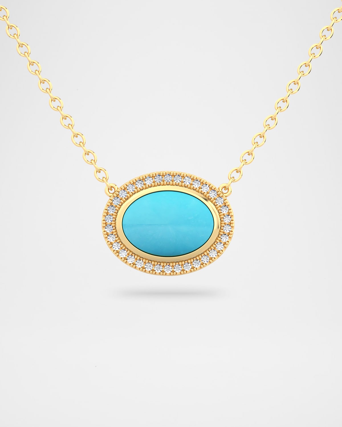18K Gold Aurora Pendant Necklace with Turquoise and Diamonds
