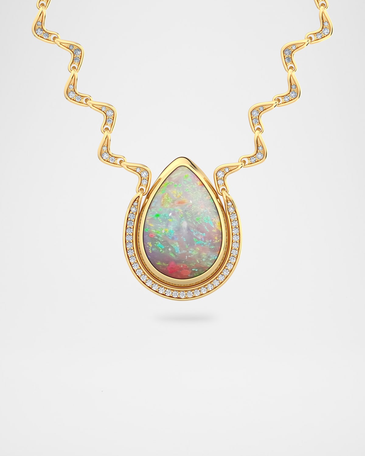 18K Gold Victoria Opal Pendant Necklace with Diamonds