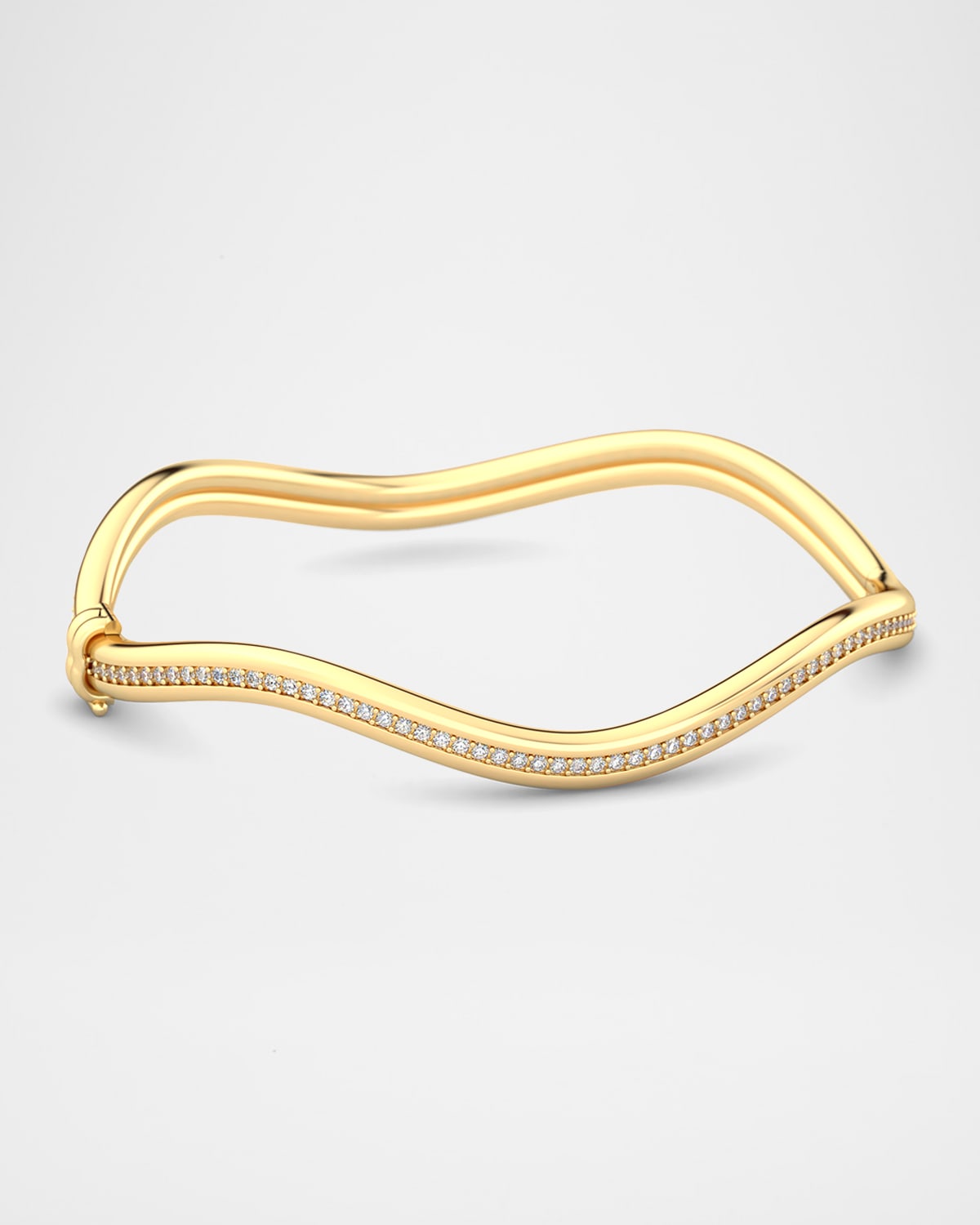 18K Gold Hinged Curve Bangle with Diamonds
