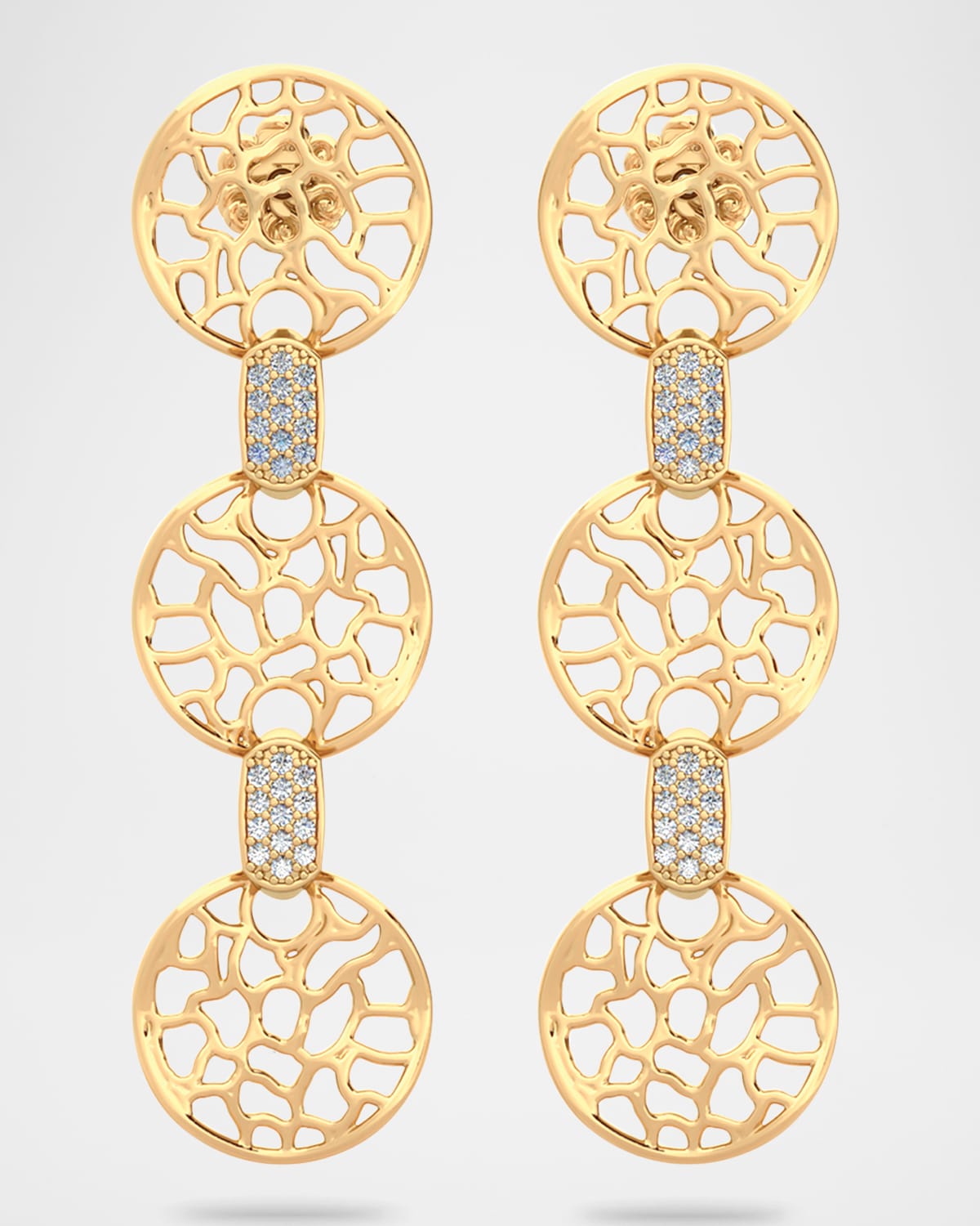 18K Gold Canyon Drop Earrings with Diamonds