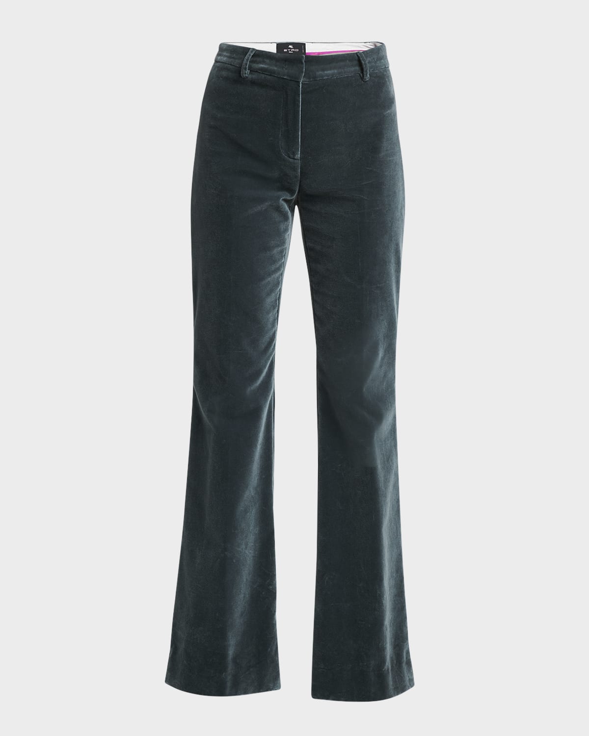 Etro Velvet Flared Hem Trousers Pockets In Sugarpaper