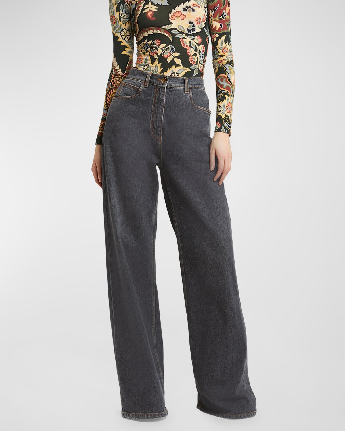 Shop Etro Wide-leg Denim Jeans In Combined Variant 3