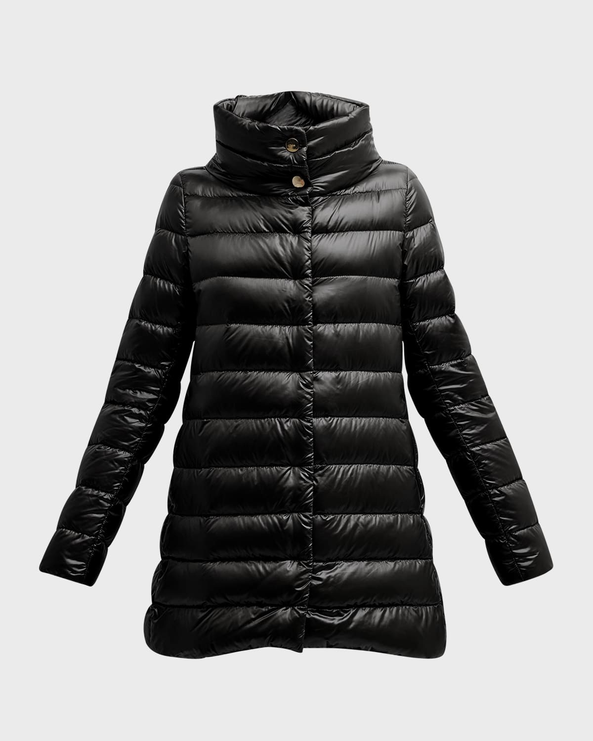 Herno Amelia Water-Resistant Ultralight Nylon A-Line Puffer Jacket