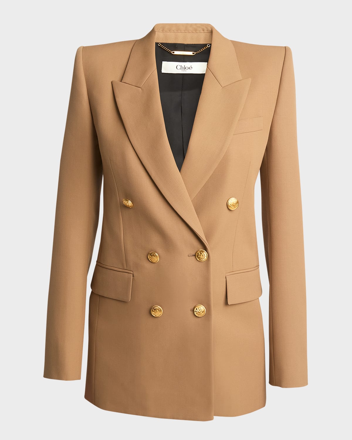 Chloé Double-breasted Wool Blazer In Coconut Brown