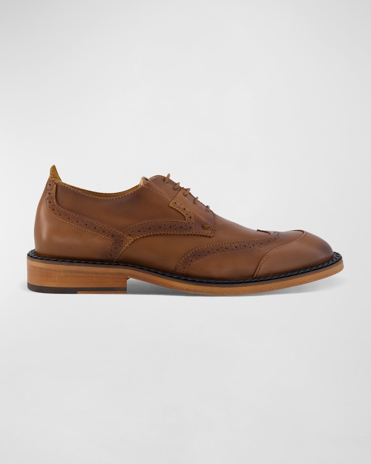 Shop Karl Lagerfeld Men's Wingtip Brogue Leather Derby Shoes In Cognac