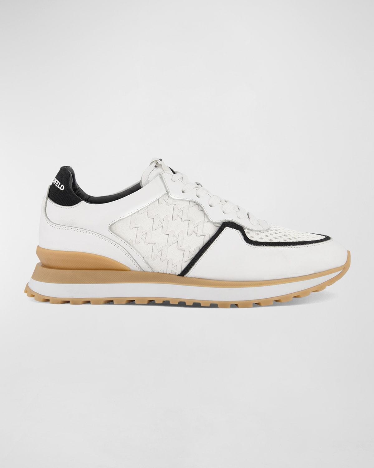 Shop Karl Lagerfeld Men's Leather And Suede Logo Runner Sneakers In White