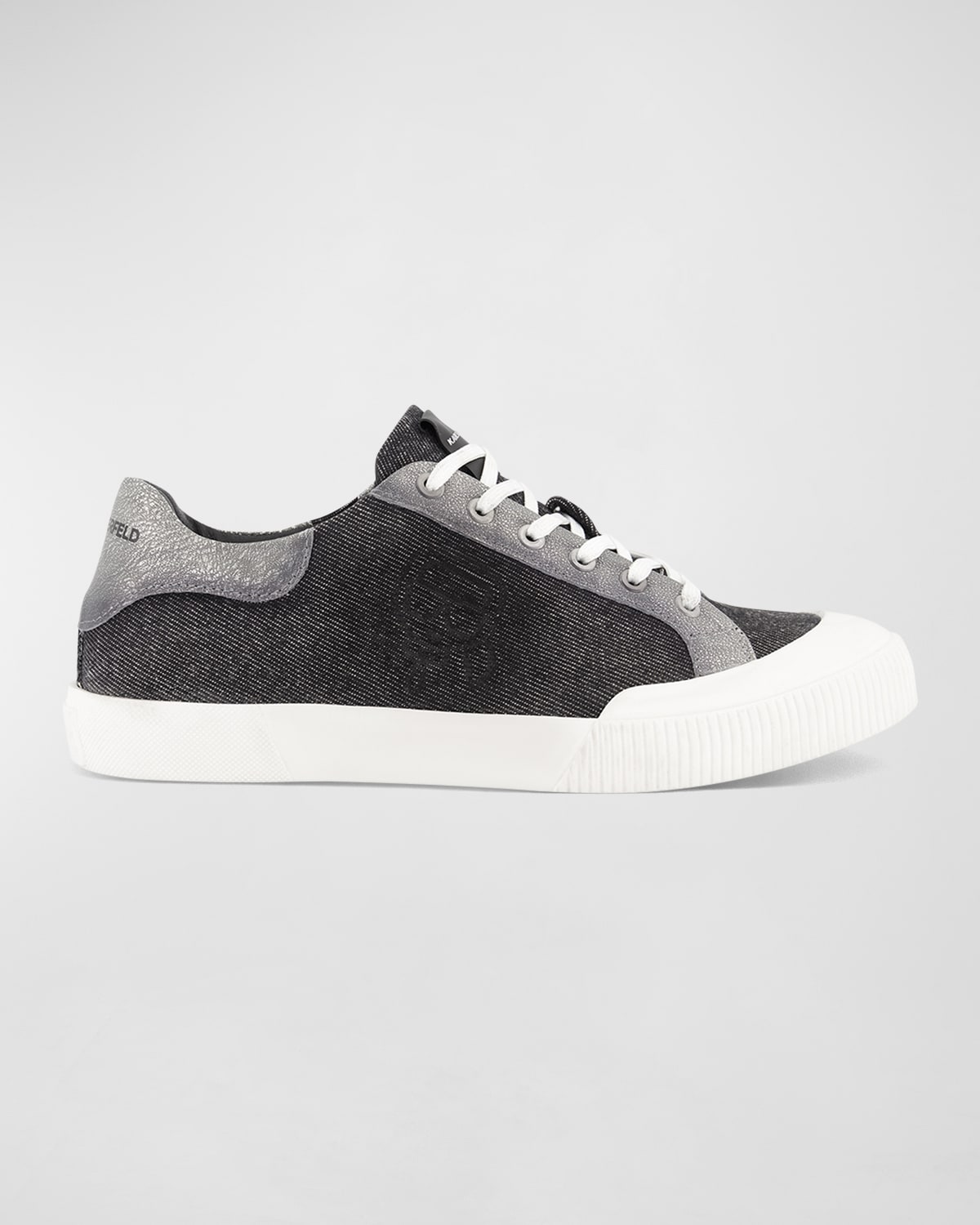 Karl Lagerfeld Men's Denim Side Logo Low-top Sneakers In Black