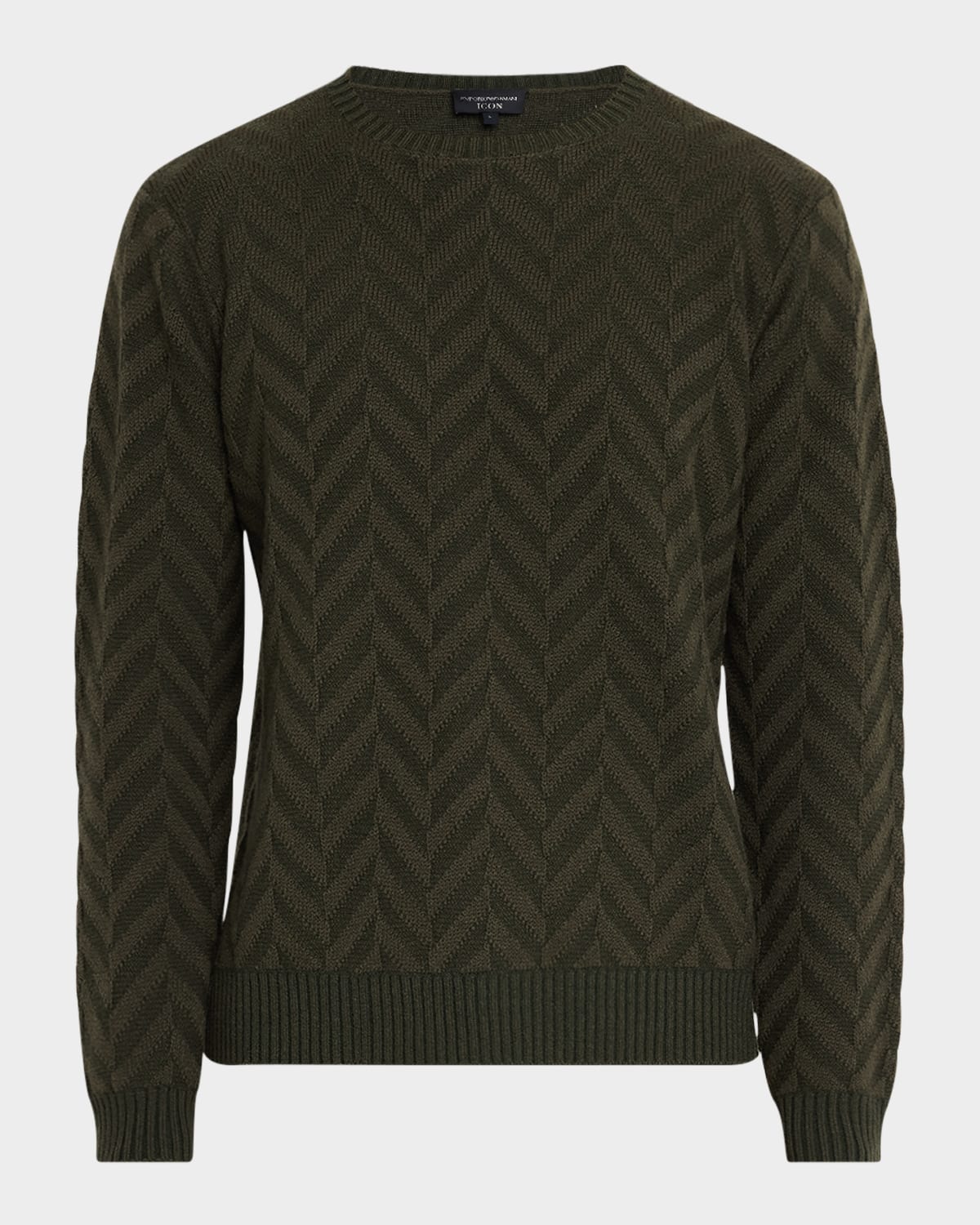 Men's Wool Jacquard Chevron Crewneck Sweater