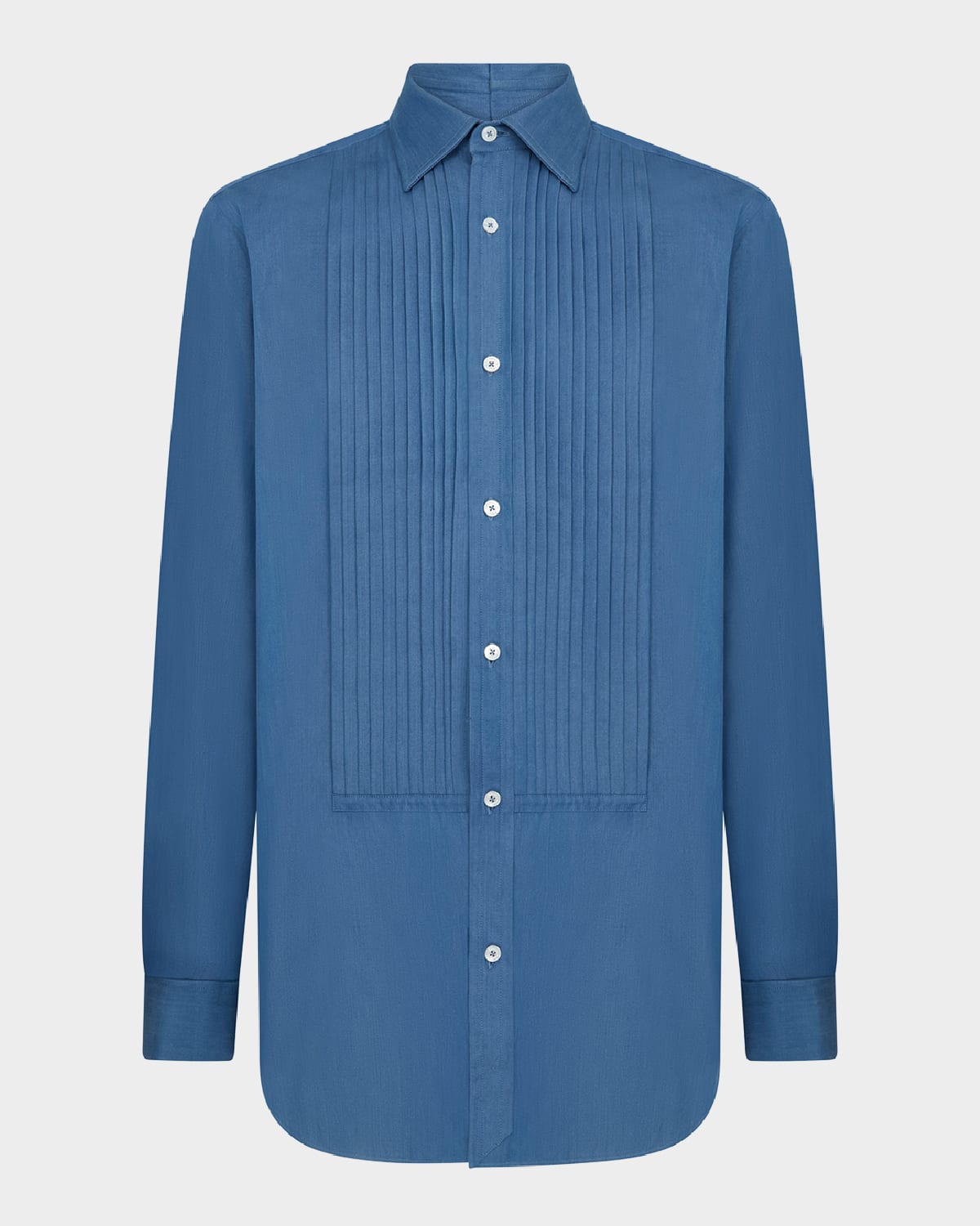 Shop Dunhill Men's Cotton Chambray Bib-front Dress Shirt In Indigo