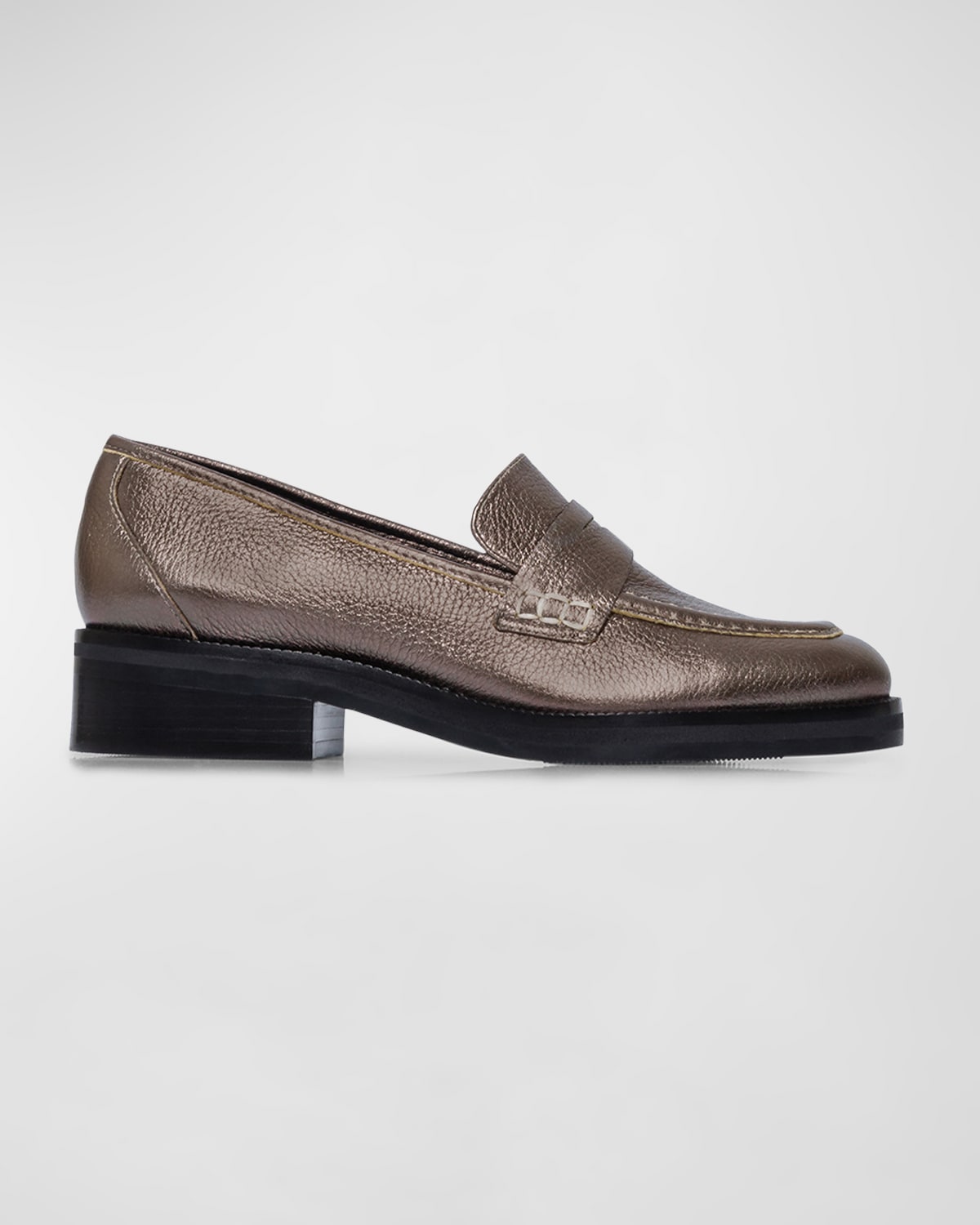 BERNARDO TABITHA METALLIC PENNY LOAFERS 