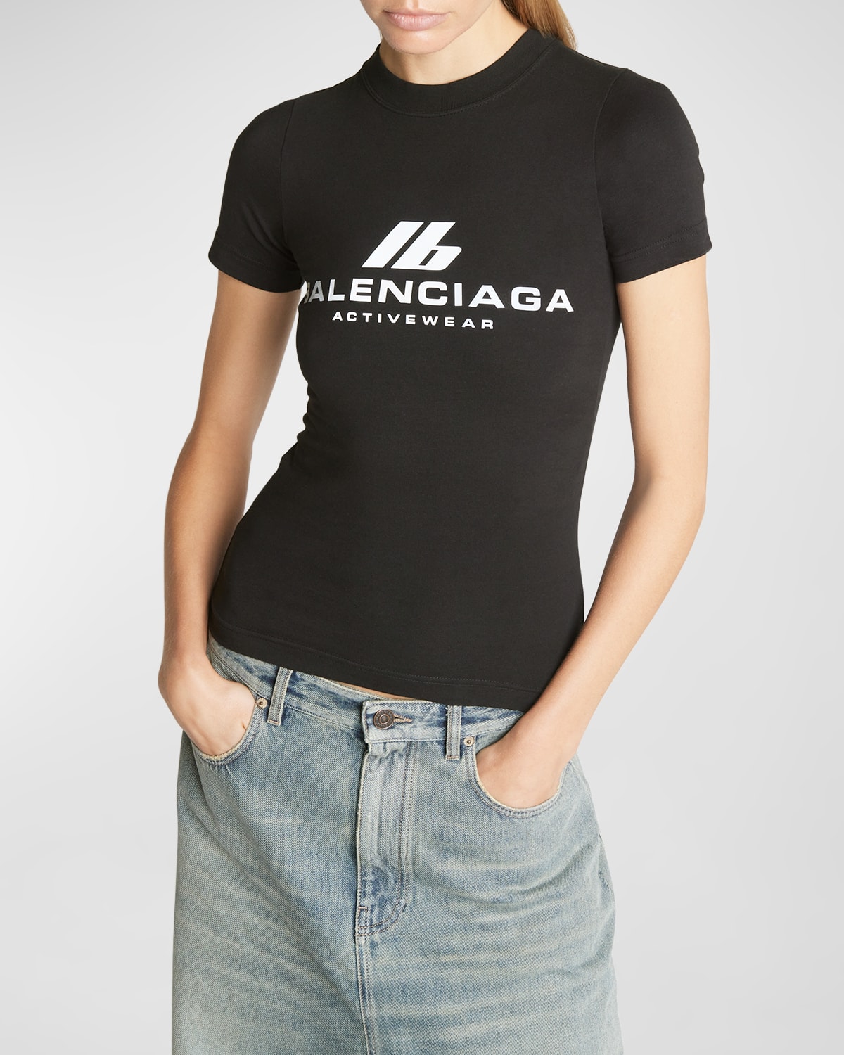 Shop Balenciaga Activewear T Shirt Fitted In 1083 Faded Black