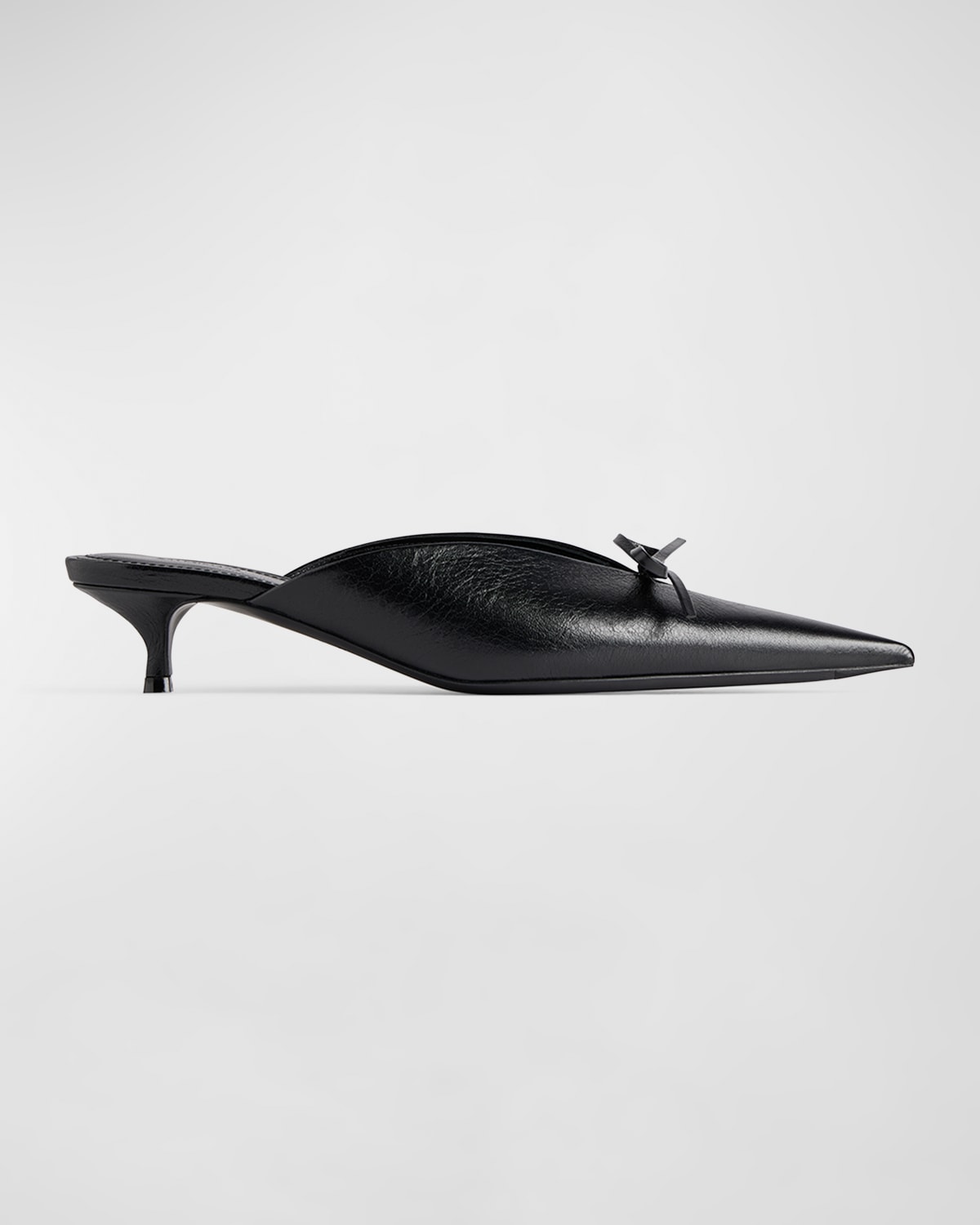 Knife Leather Bow Mule Pumps