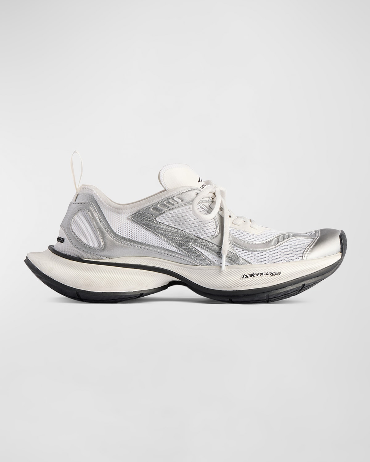 Balenciaga White And Silver Sneaker Circuit In 9100 White/silver