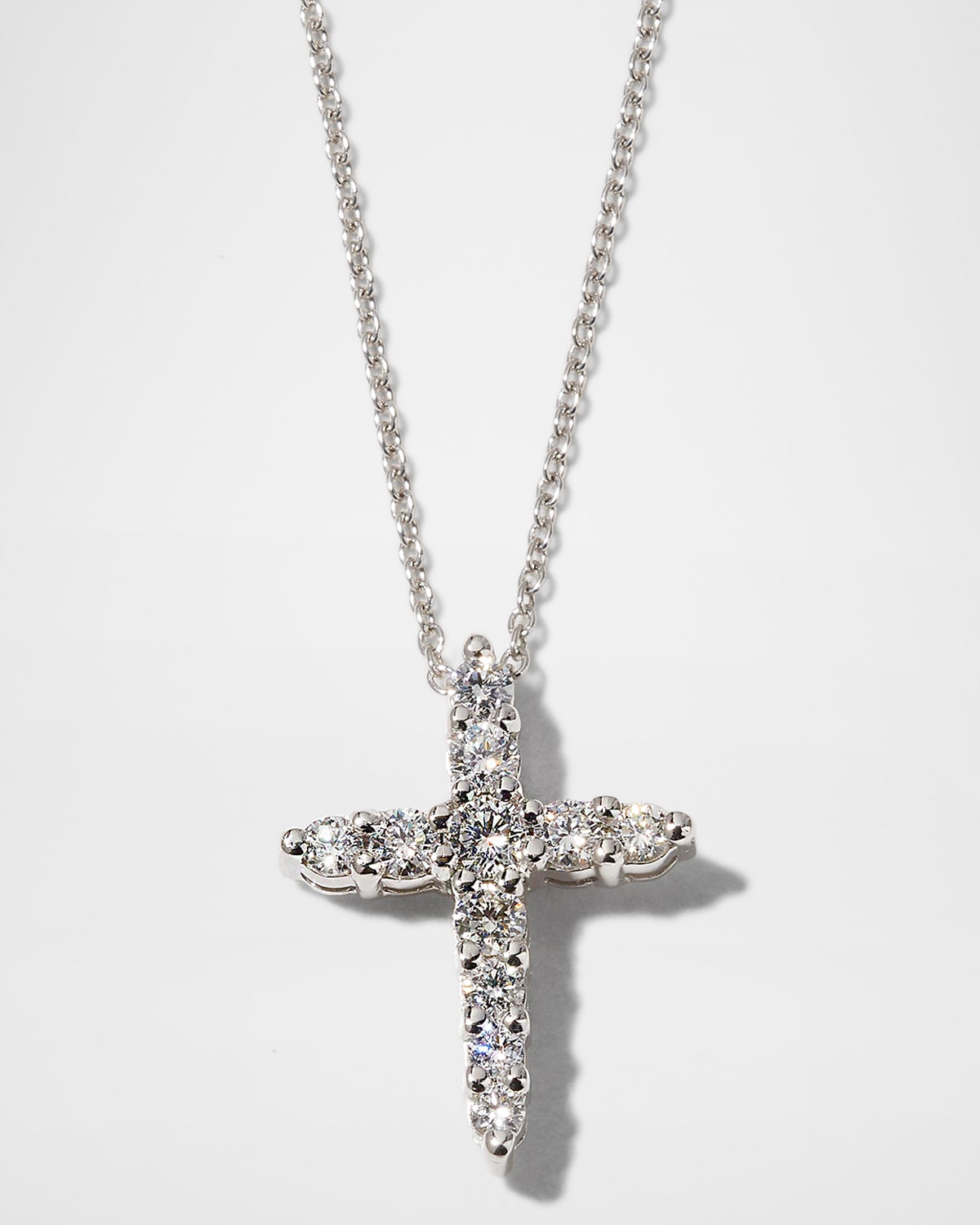 18K White Gold Diamond Peace Sign Hands Pendant Necklace
