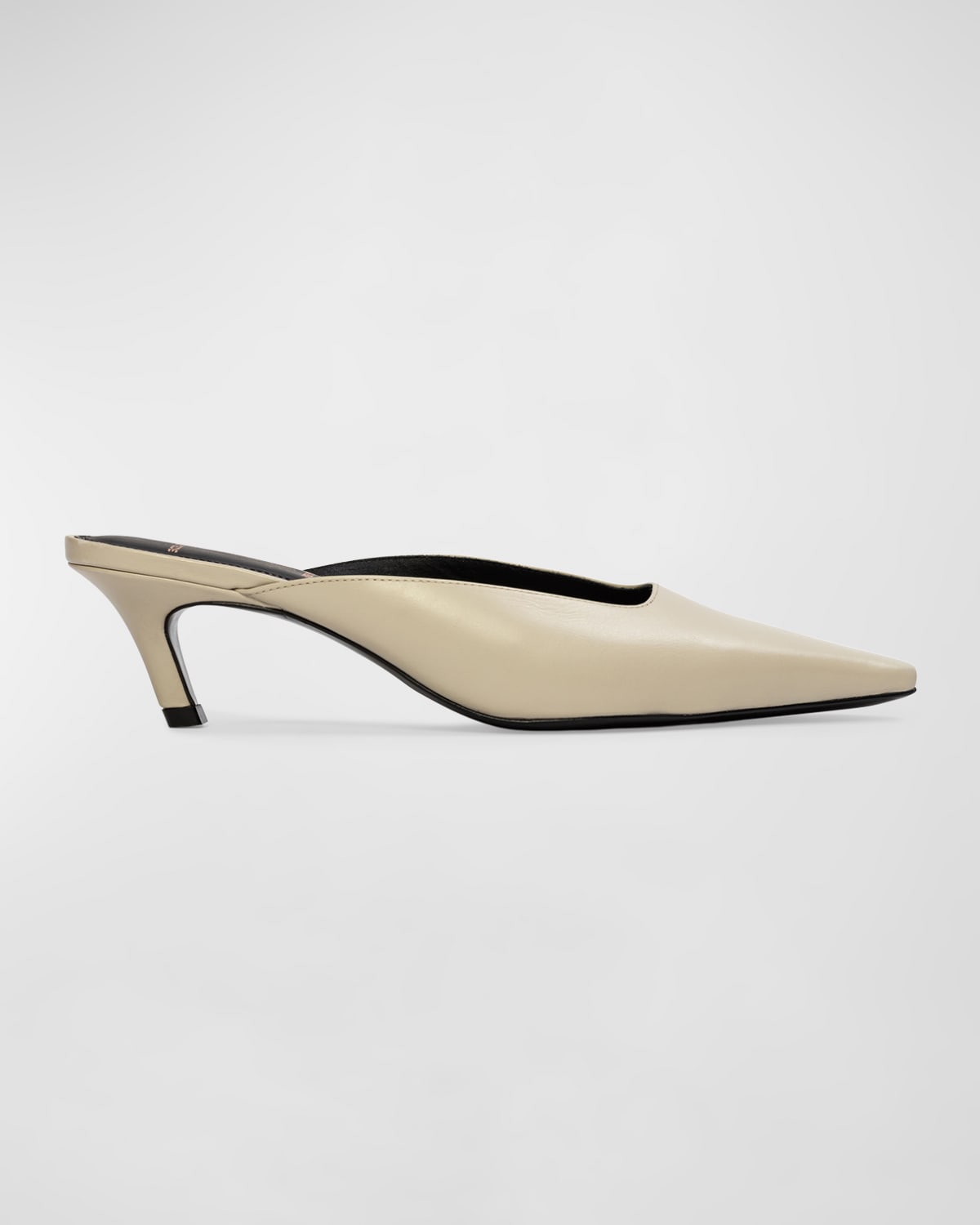 Black Suede Studio Logan Leather Kitten Mule Pumps In Peyote Nappa