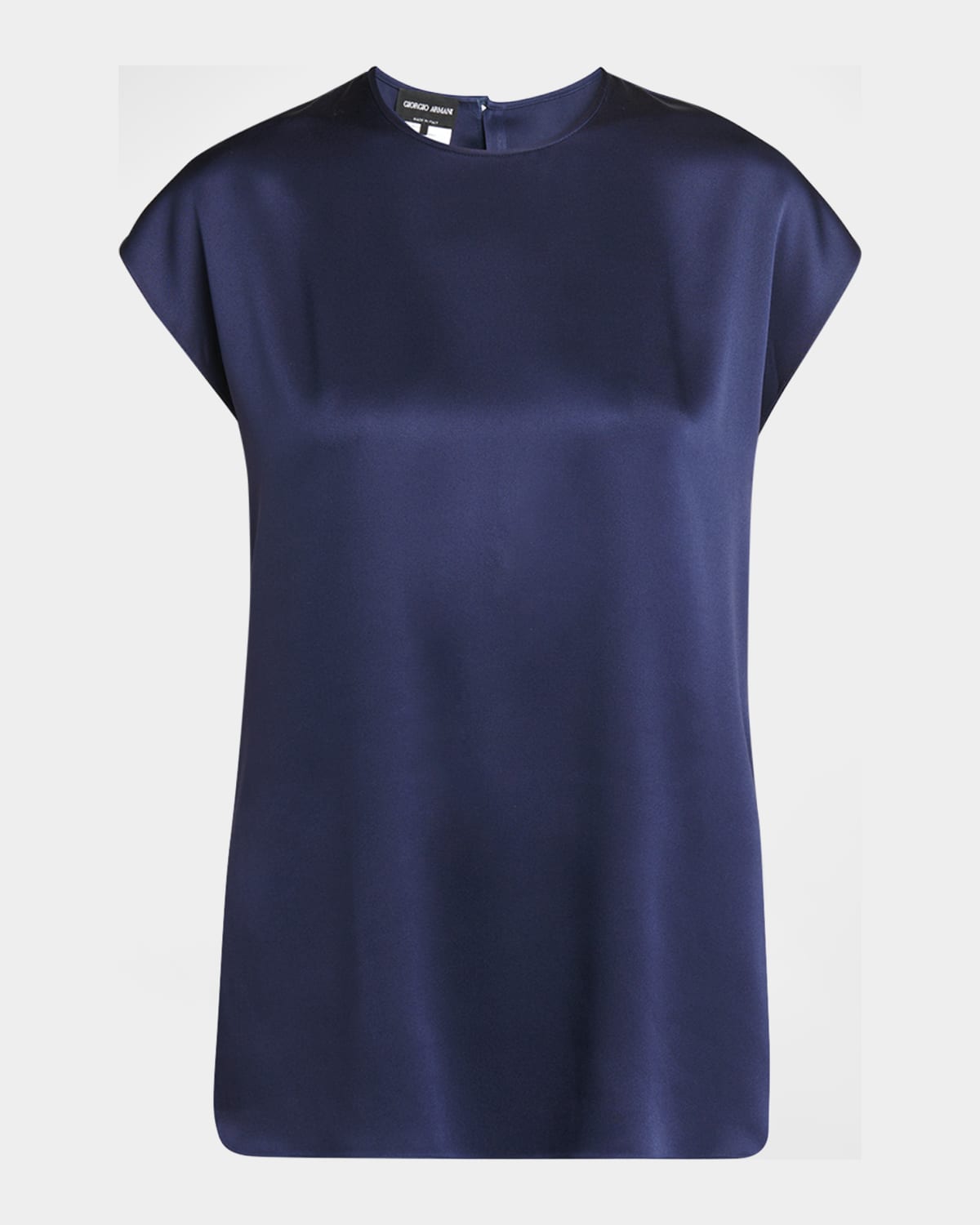 Giorgio Armani Cap-sleeve Silk Blouse In Navy