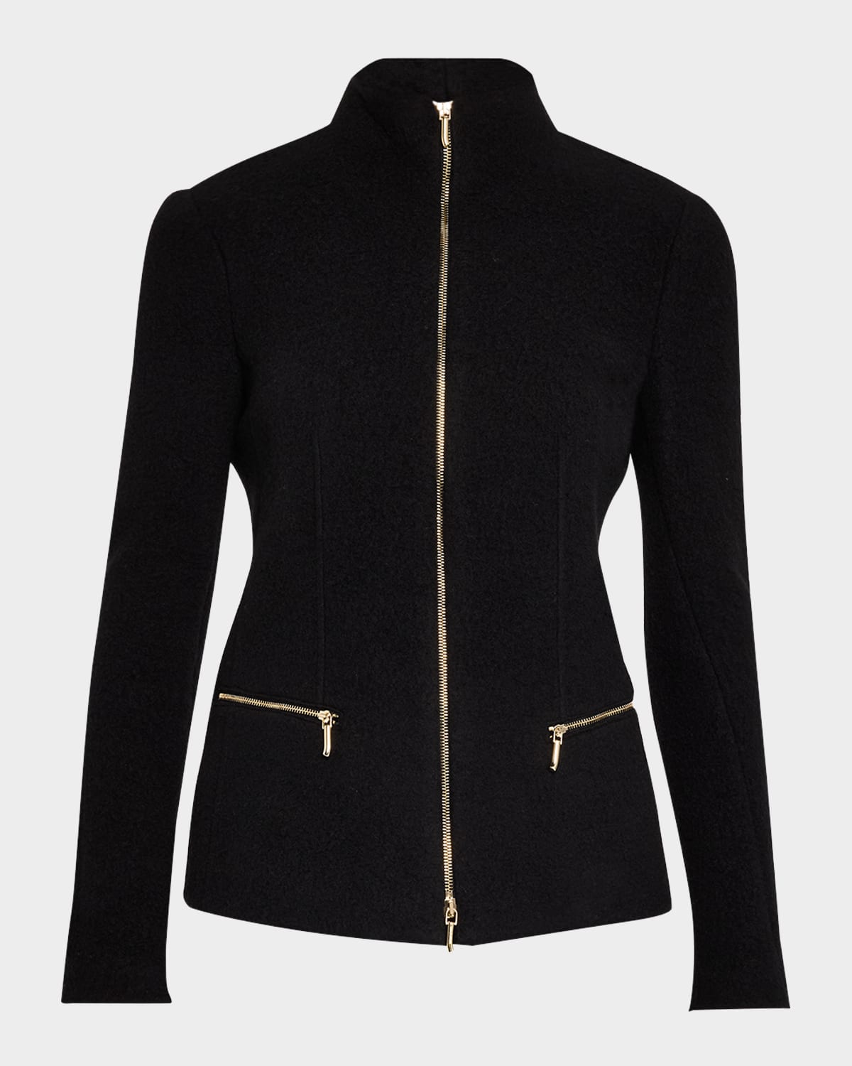 Cashmere-Blend Zip-Front Knit Jacket