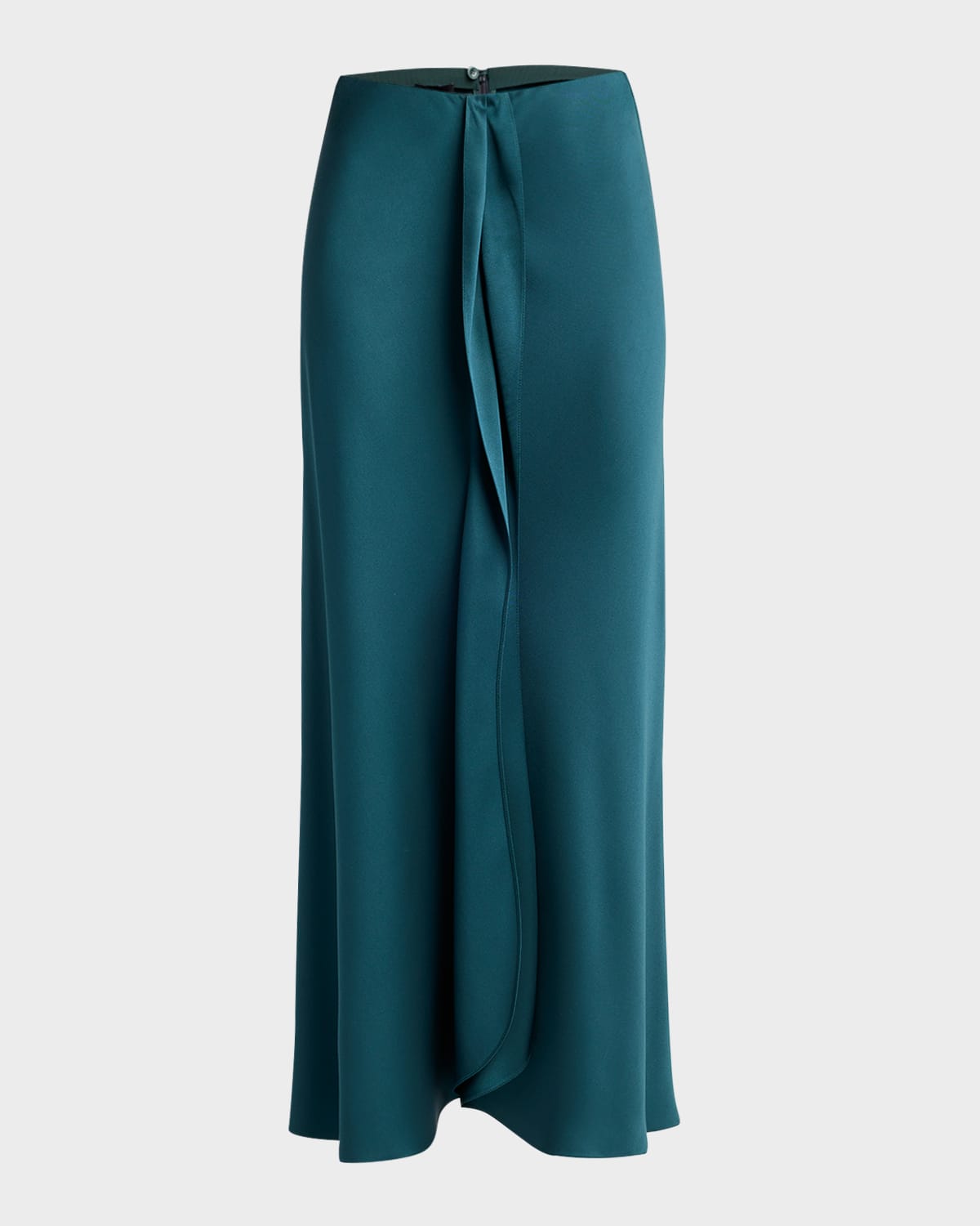 Giorgio Armani Official Store Midi Skirt In Double-sided Silk Satin In Dark Green
