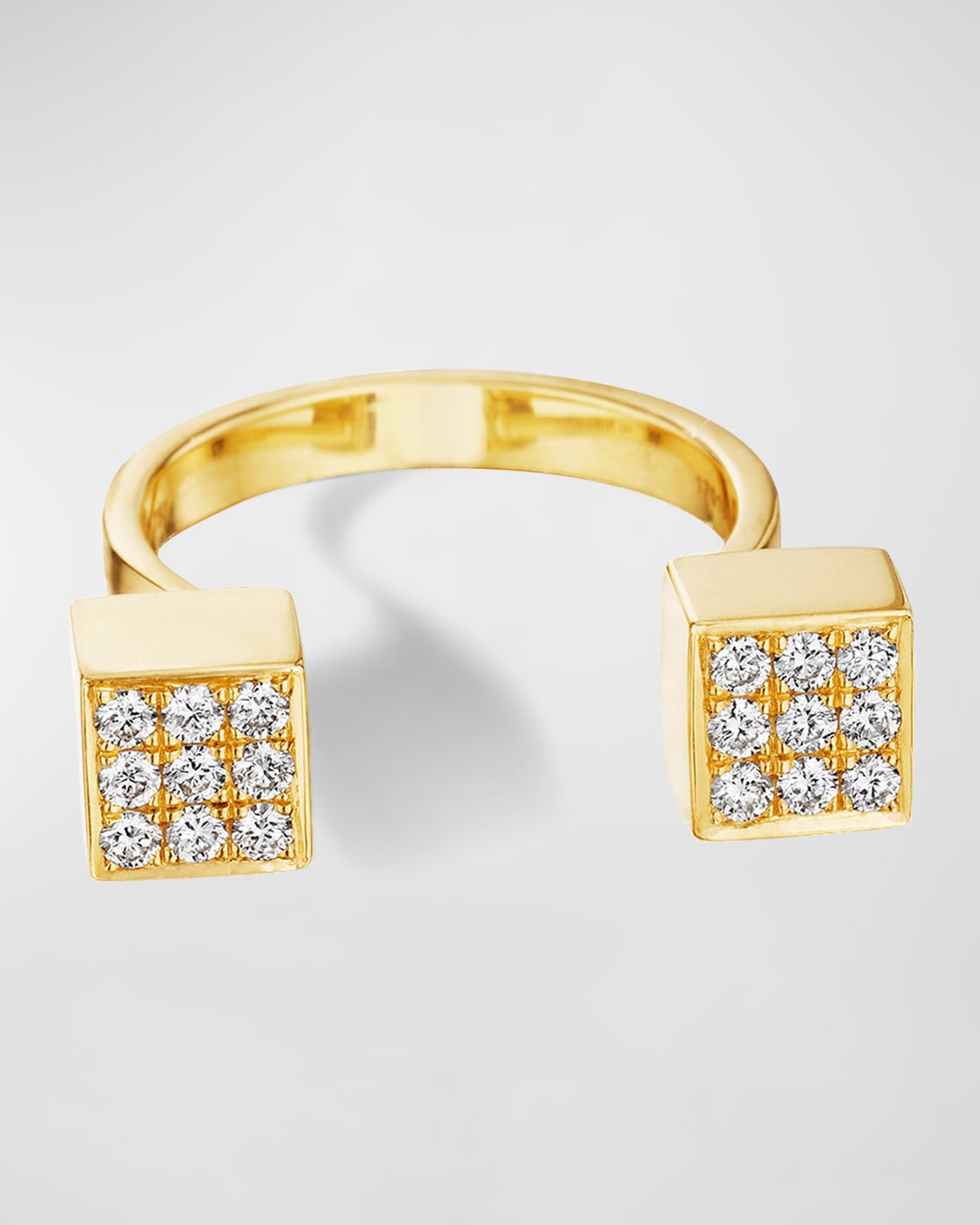 18K Yellow Gold In Between Square Pave Diamond Ring