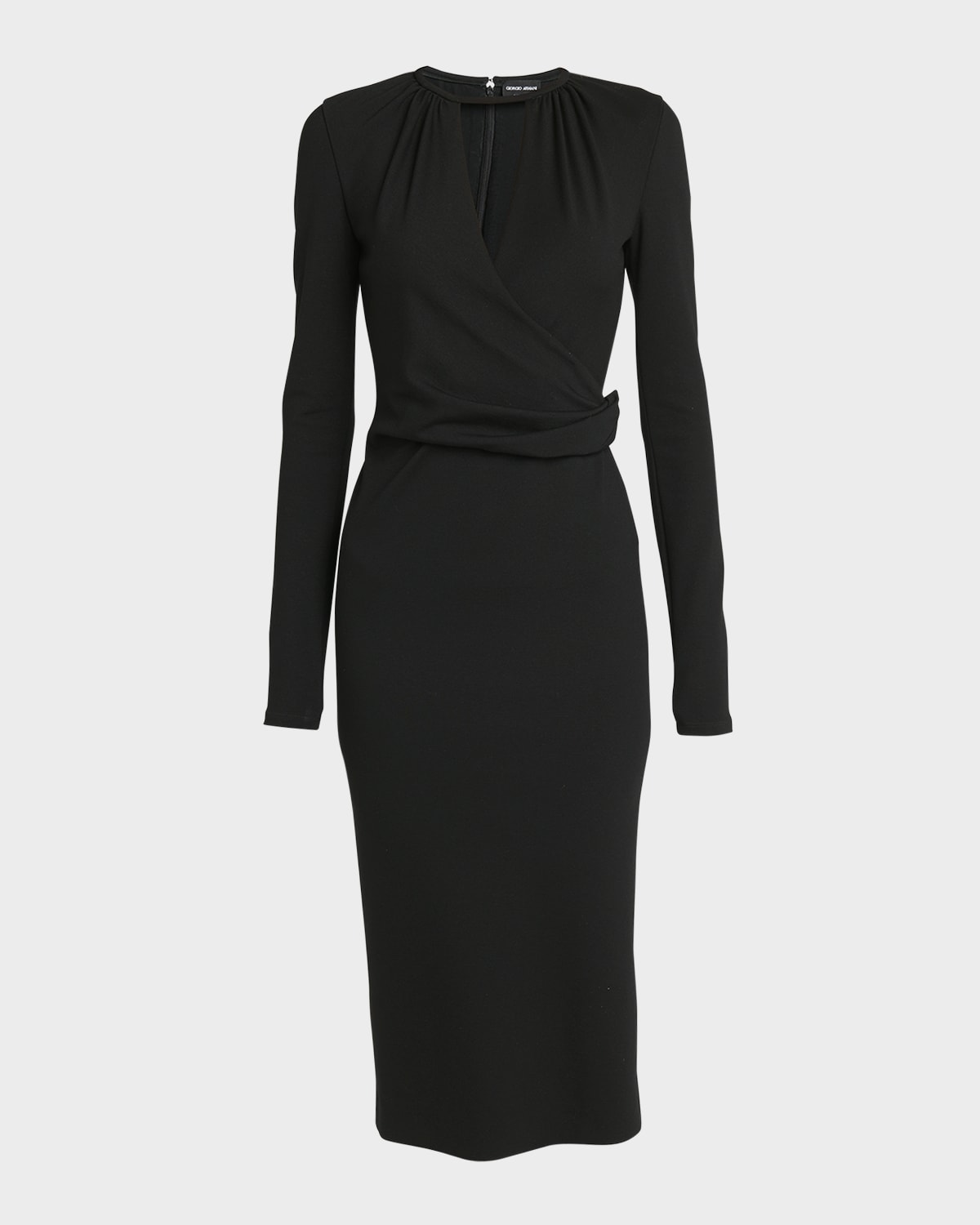 Giorgio Armani Keyhole Milano Jersey Sheath Dress In Black