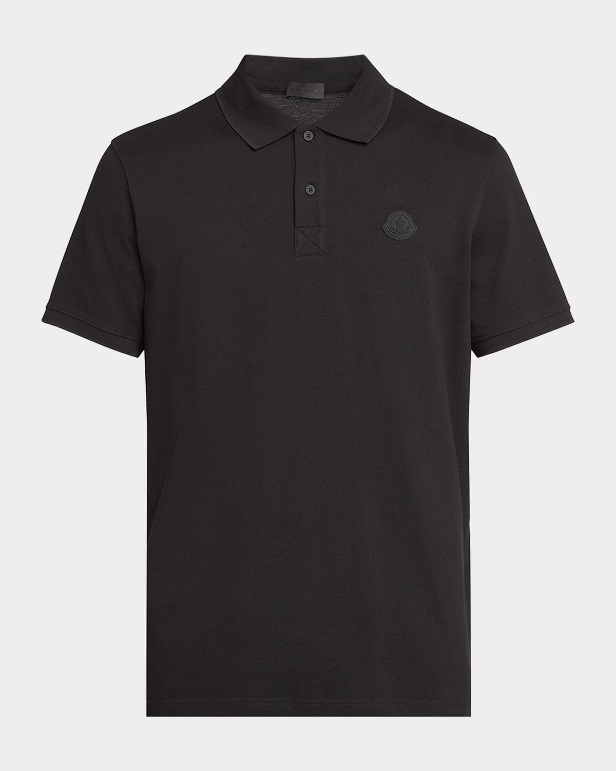 Shop Moncler Men's Logo Cotton Pique Polo In Black