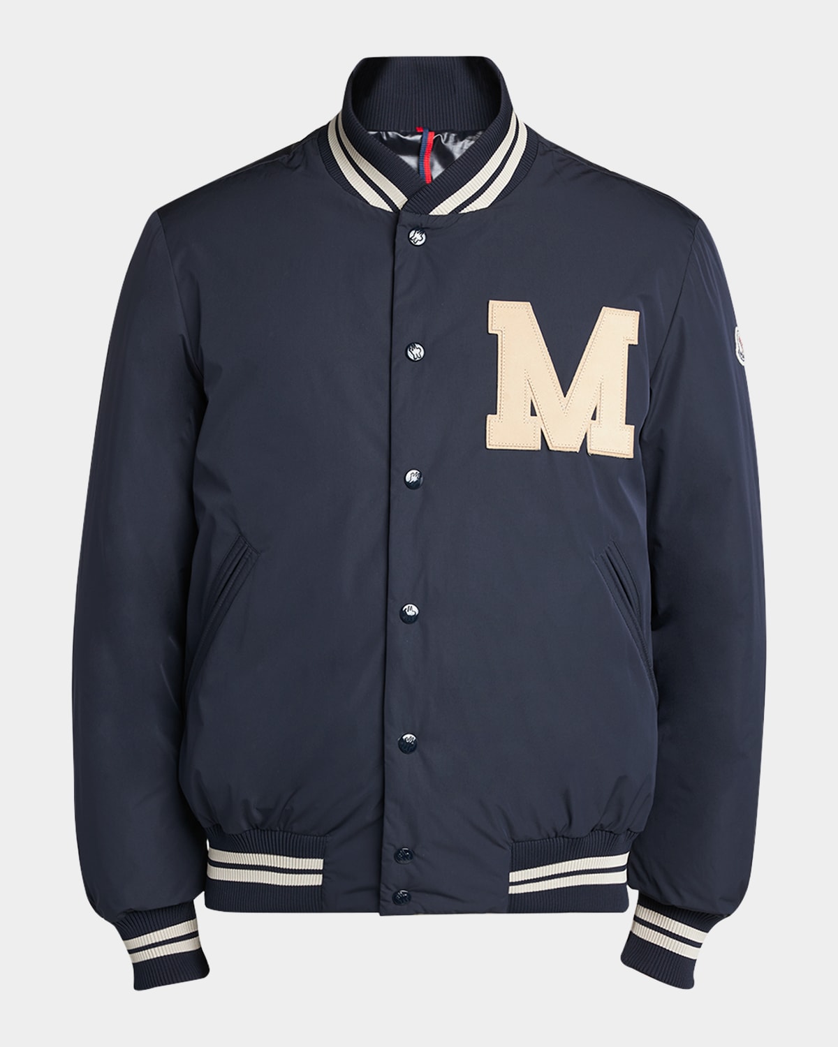 Shop Moncler Men's Lateltin Padded Varsity Bomber Jacket In Dark Blue
