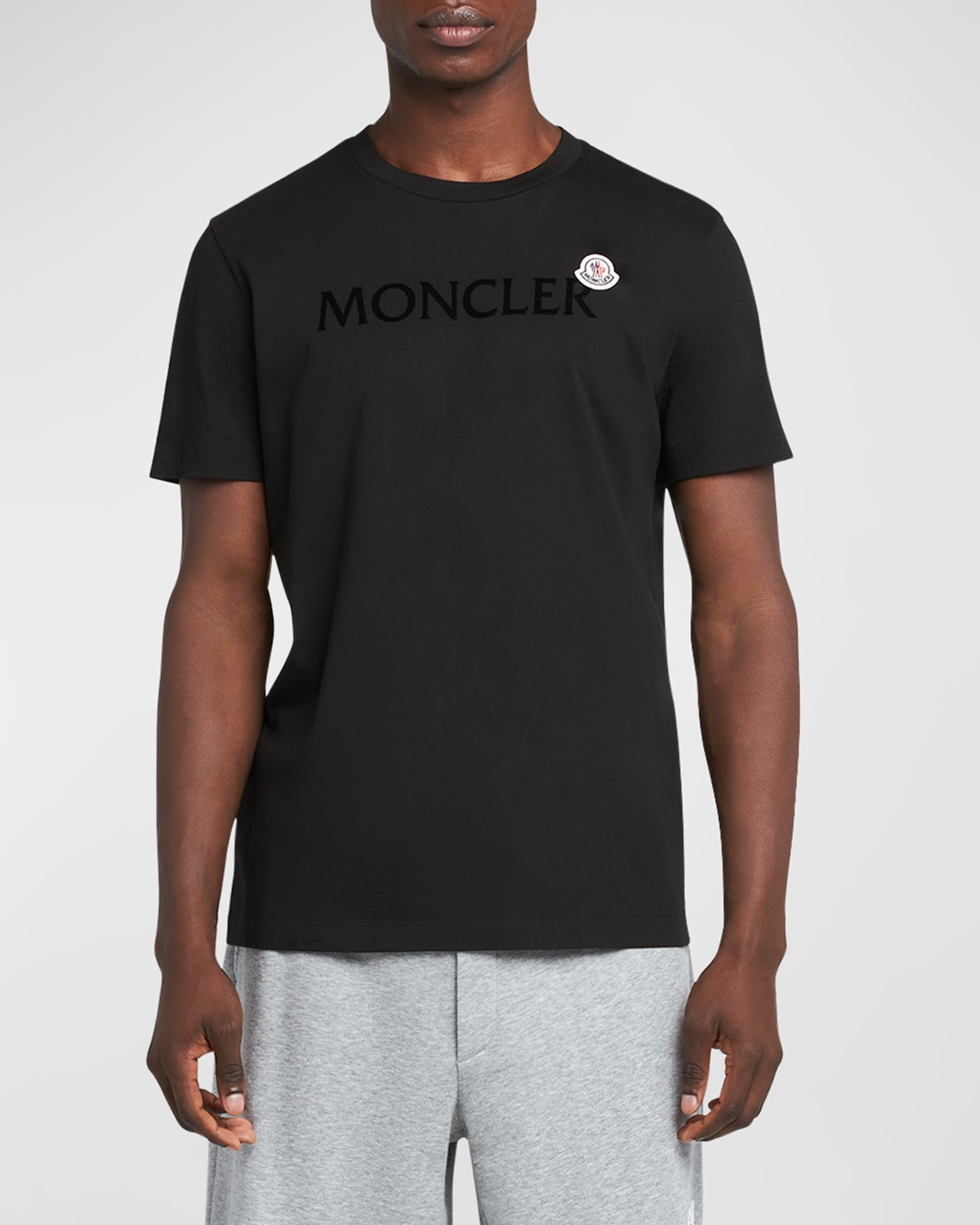 Shop Moncler Men's Small Logo T-shirt In Black