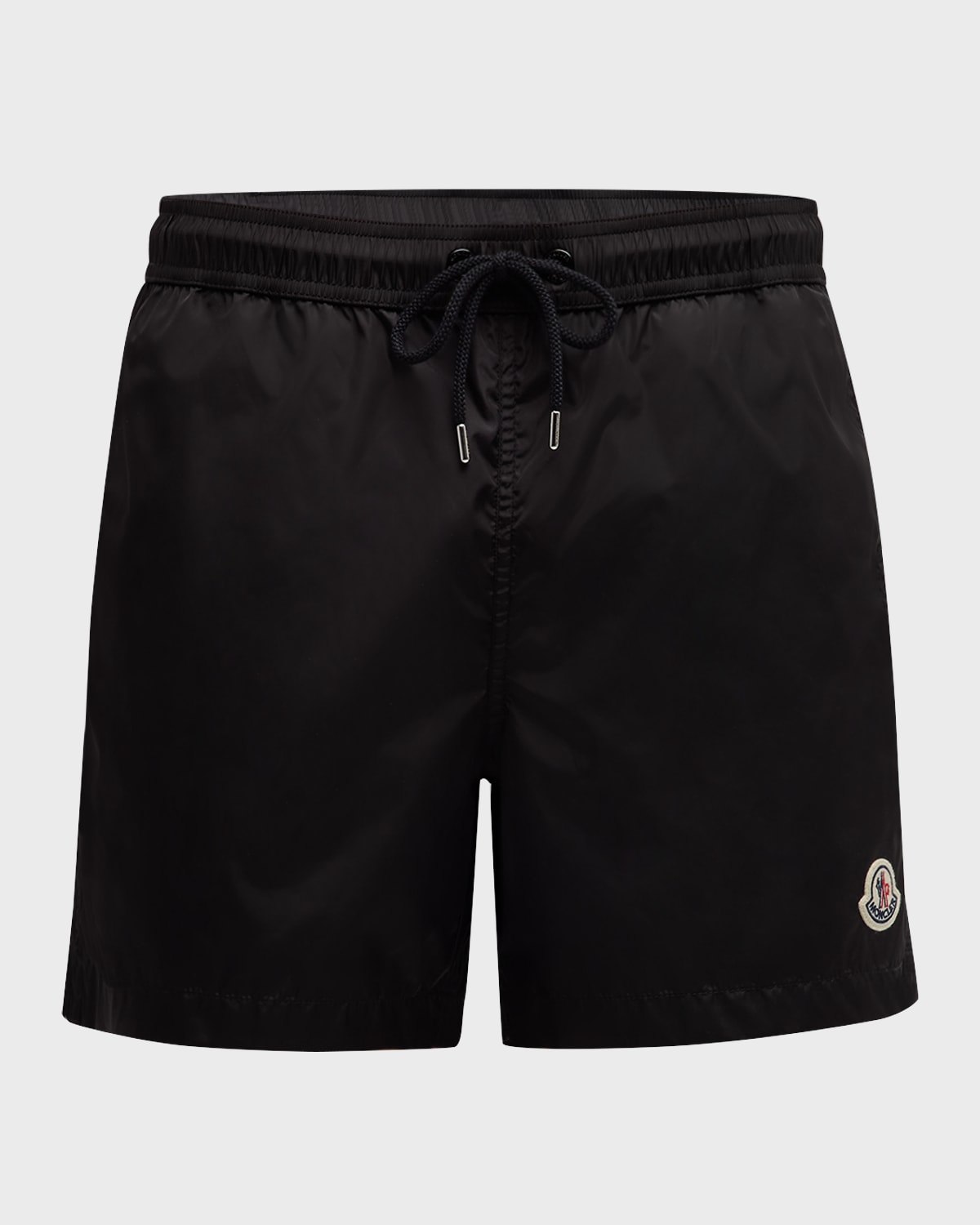 Moncler Logo Patch Detail Elastic Waist Swim Shorts In Black