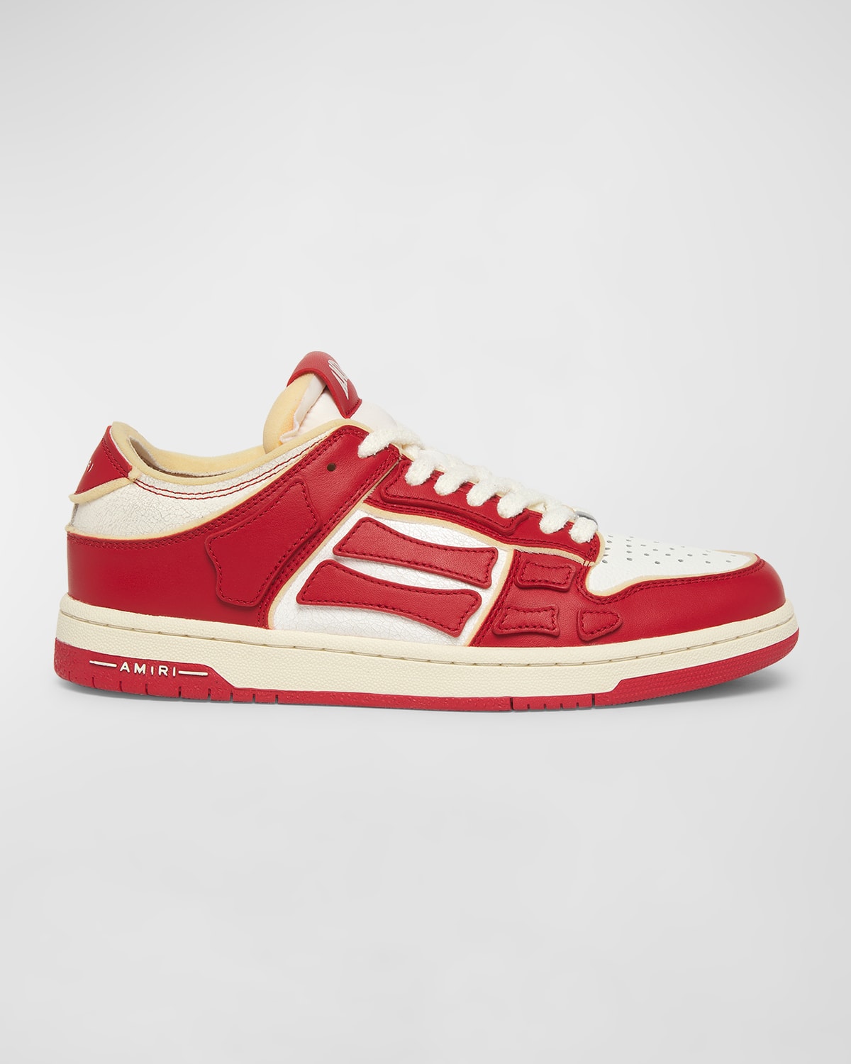 Shop Amiri Men's Skel Collegiate-inspired Leather Sneakers In Red White