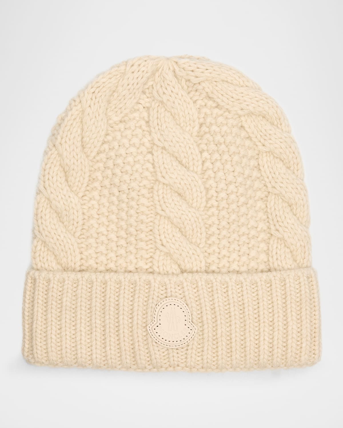 Moncler Men's Chunky Wool-cashmere Beanie In Stone
