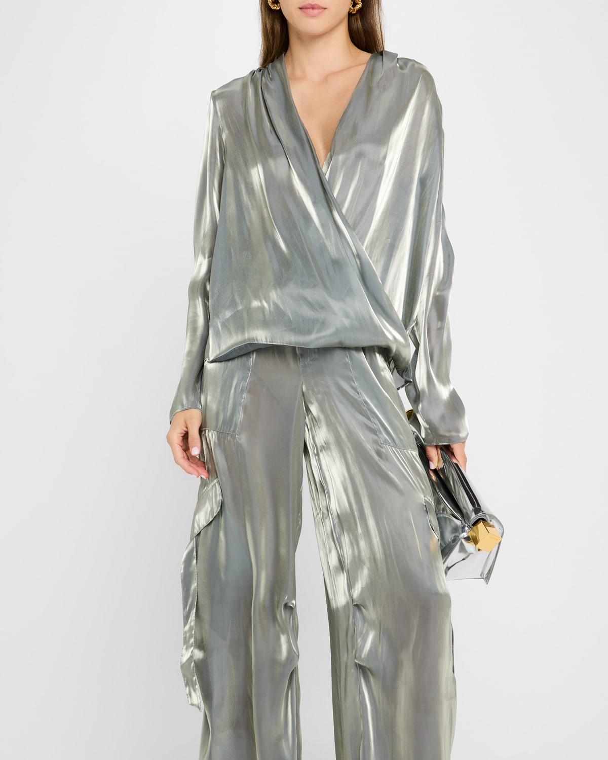 Metallic Organza Wrap Top