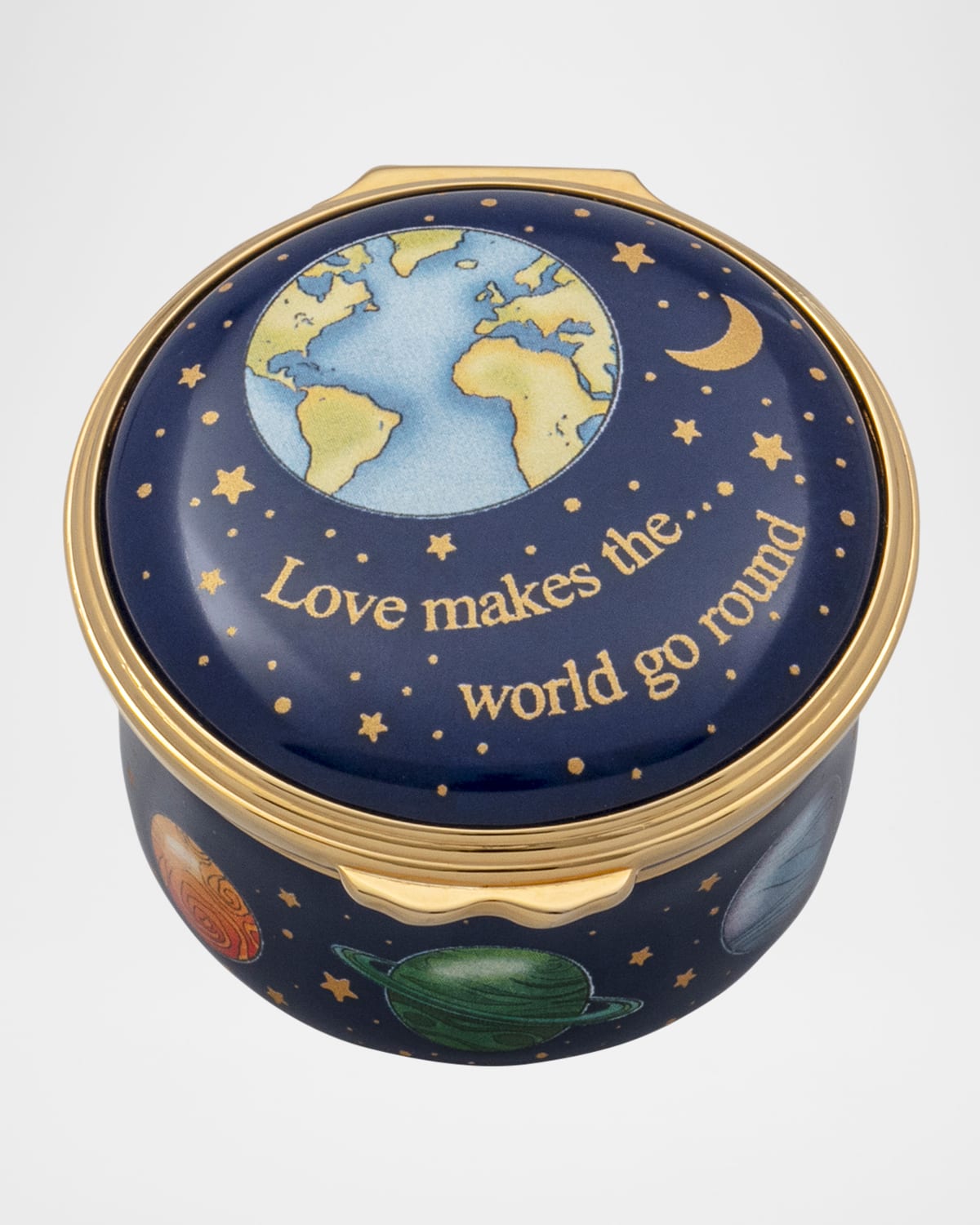 Halcyon Days Love Makes The World Go Round Enamel Box In Multi