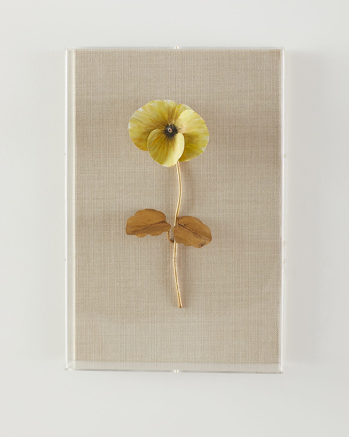 Tommy Mitchell Pansy Study 2 Wall Art In Yellow On Natural Linen
