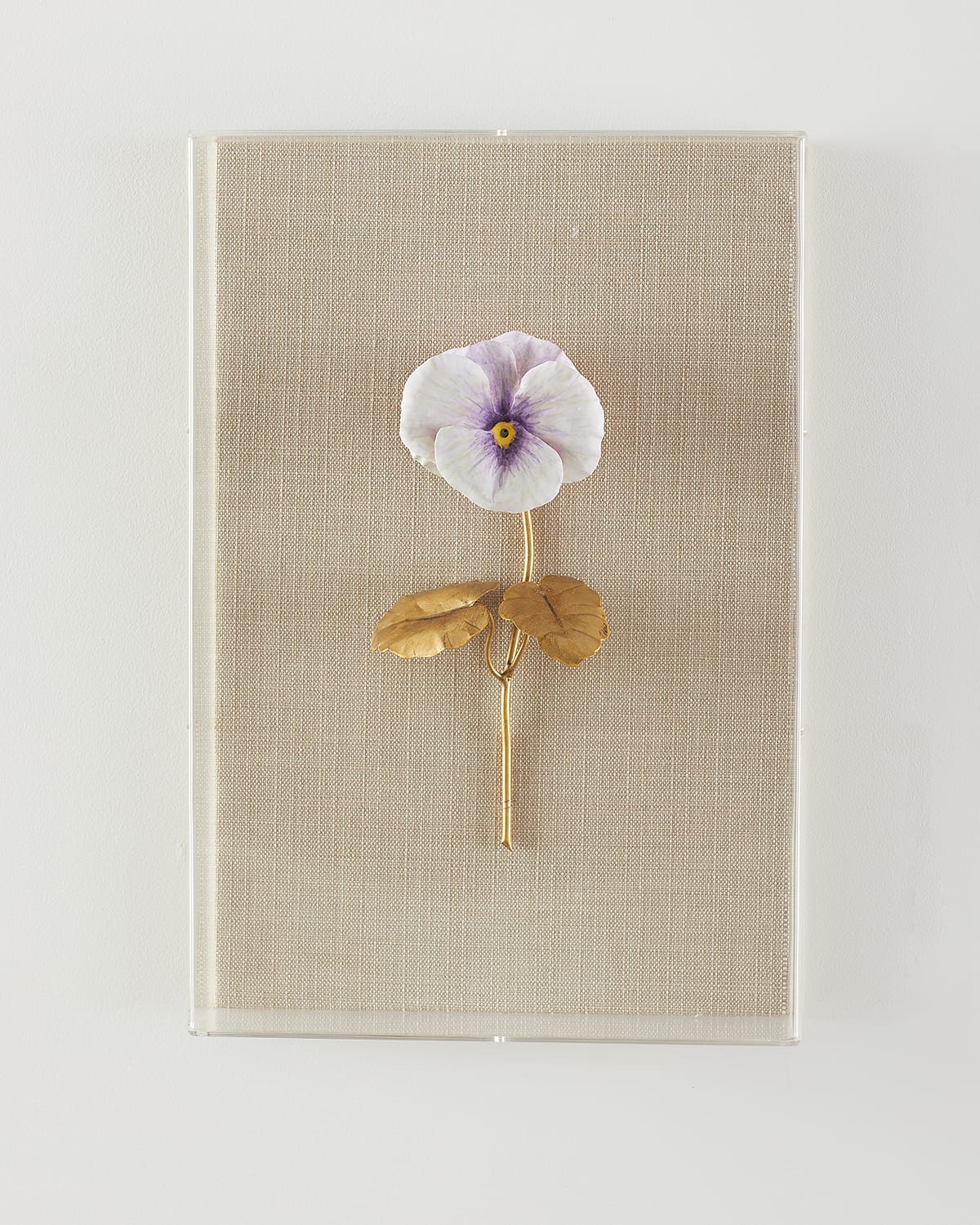 Tommy Mitchell Pansy Study 6 Wall Art In White/lavender Pansy On Natural Linen