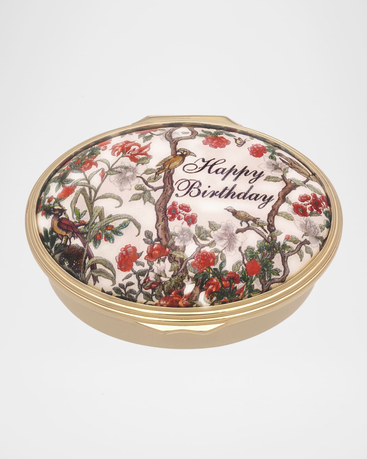 Halcyon Days Happy Birthday Enamel Box In Multi