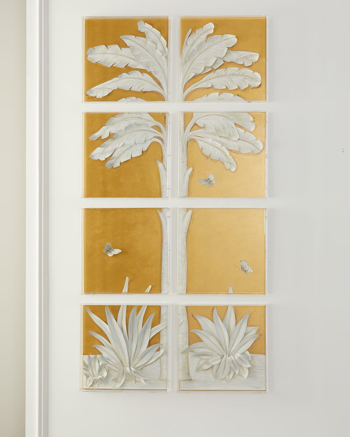 Tommy Mitchell Palm Tree 8-panel Wall Art In Lavender/gold
