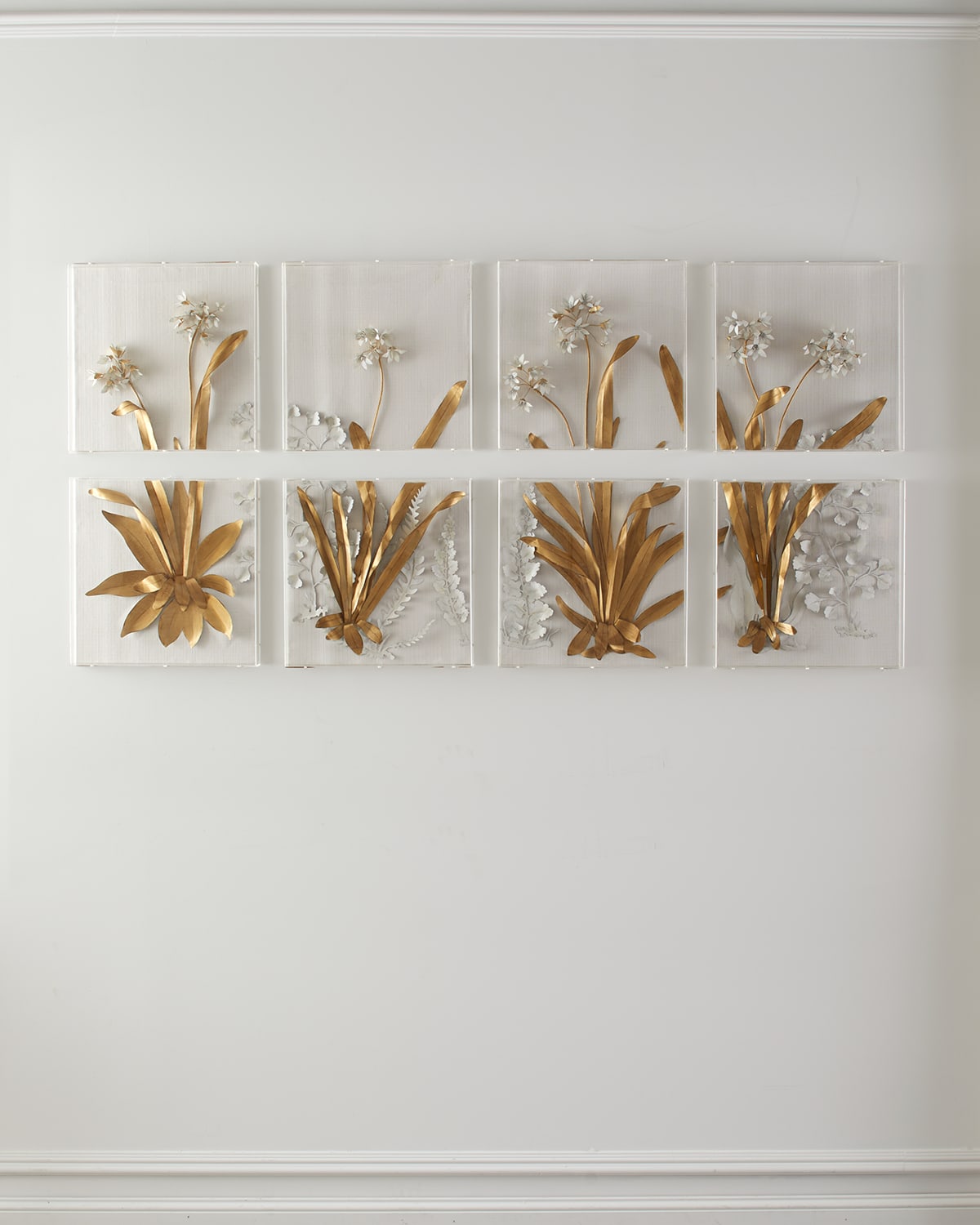 Tommy Mitchell Agapanthus 8-panel Wall Art In Gild/white