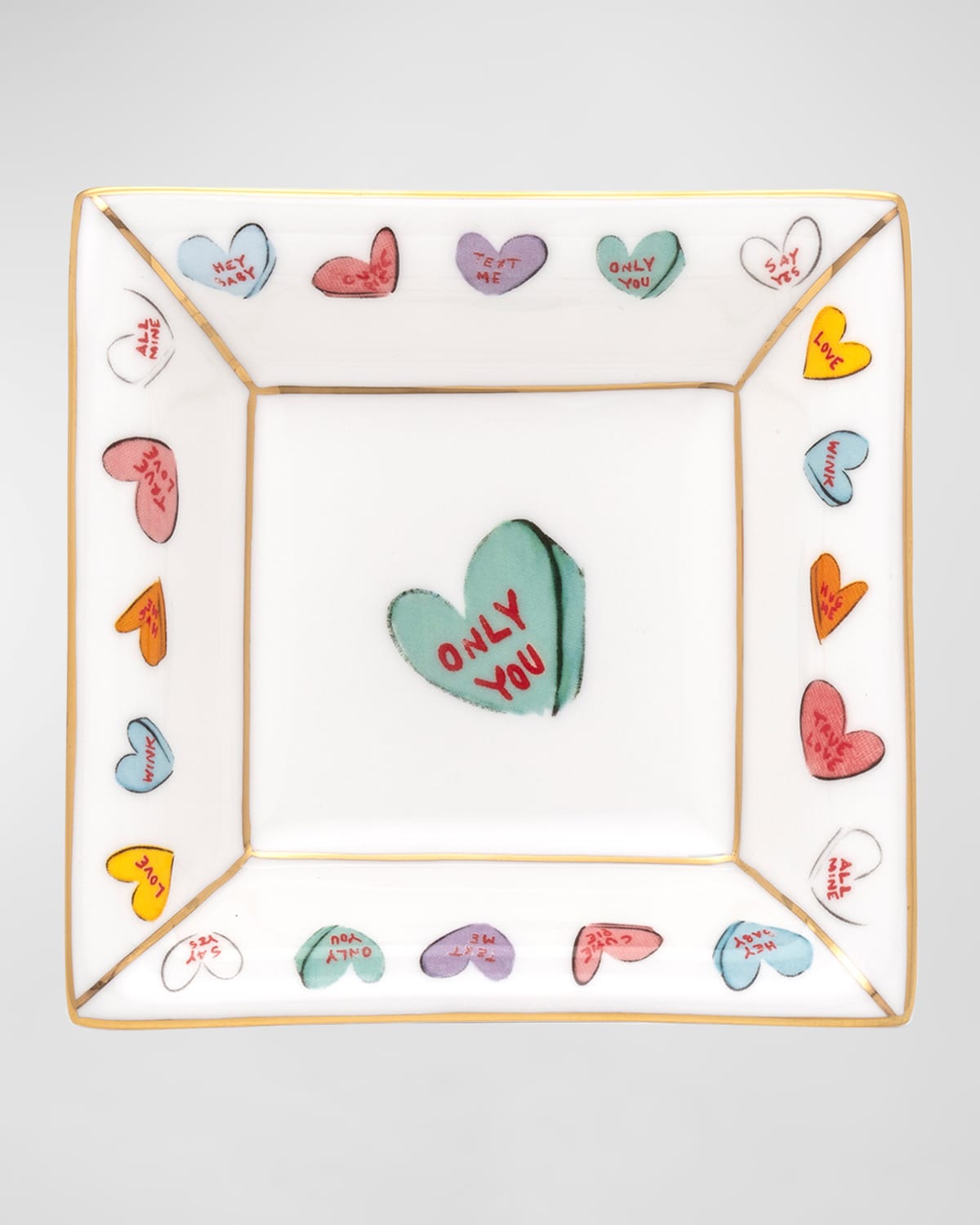 Halcyon Days Only You Square Tray In White Multi