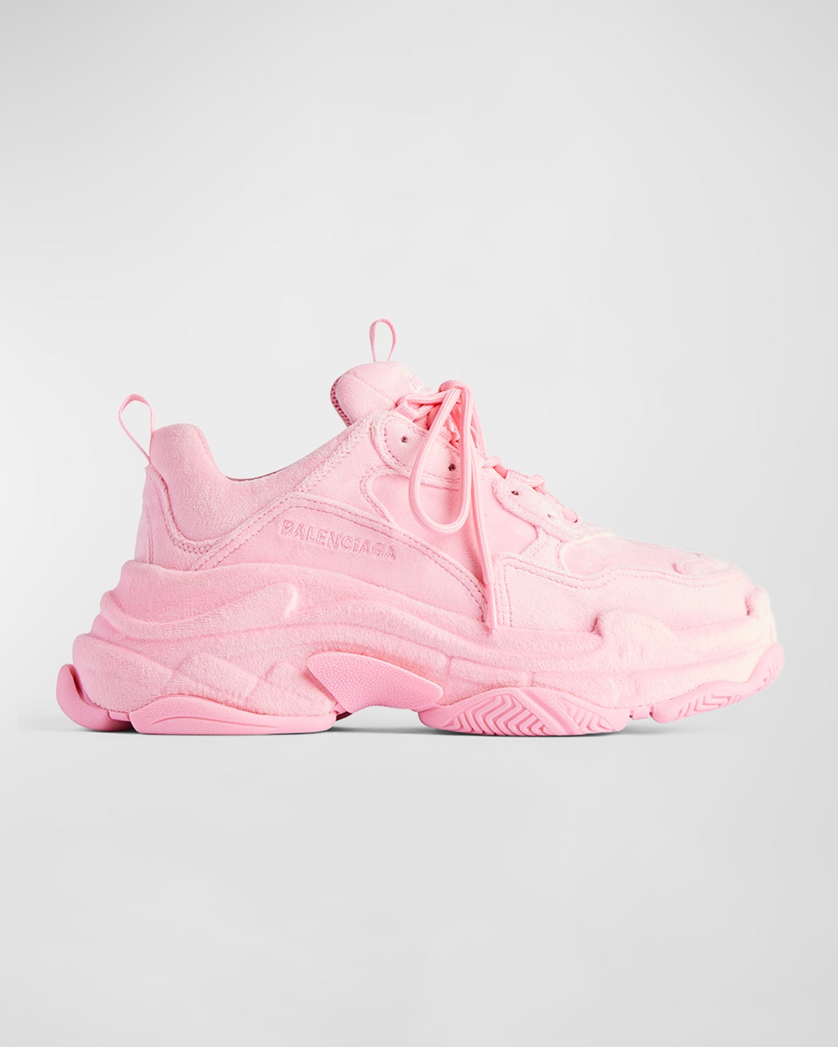 Shop Balenciaga Triple S Velvet Trainer Sneakers In 5500 Light Pink