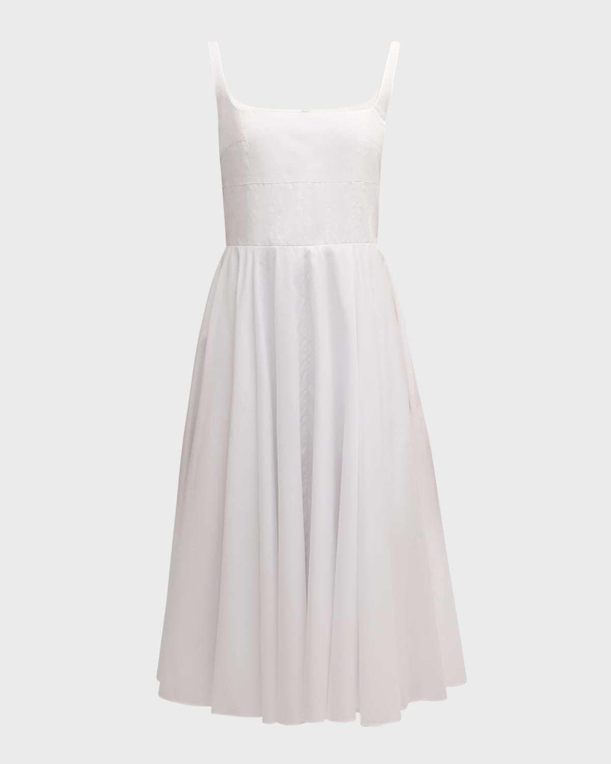 EMILIA WICKSTEAD NIKUSH SQUARE-NECK SLEEVELESS COTTON MIDI DRESS 