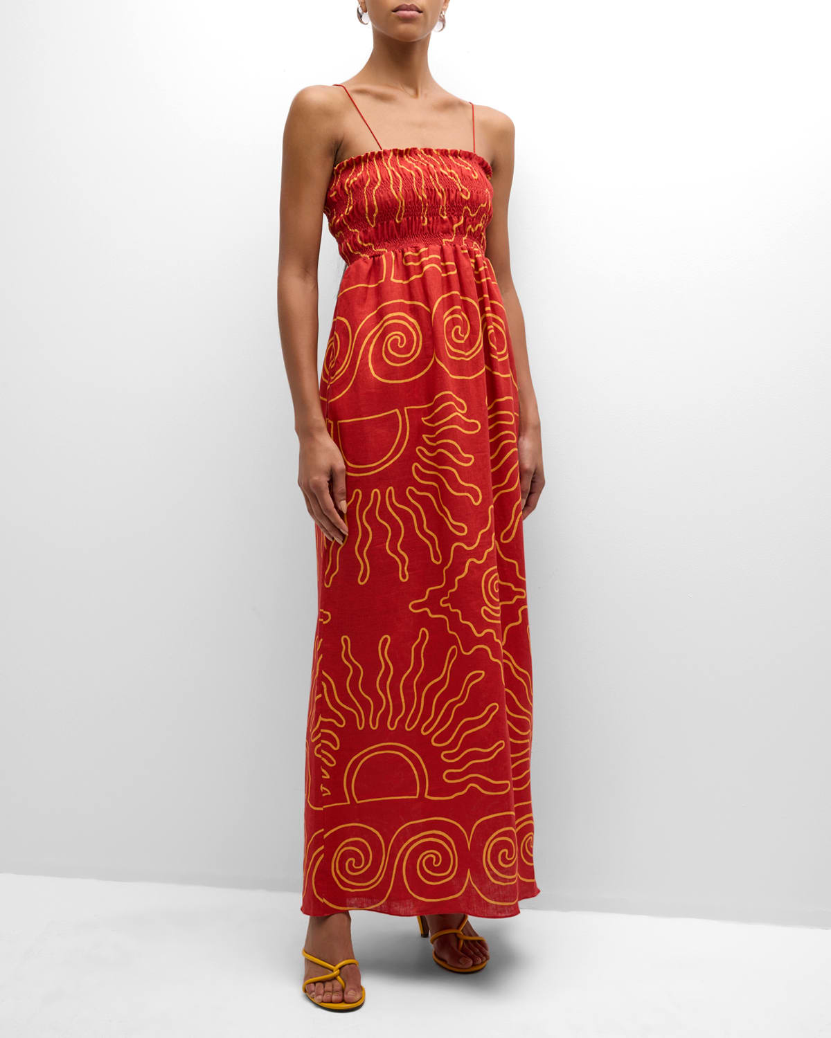 Ossane Square-Neck Sleeveless Linen Maxi Dress
