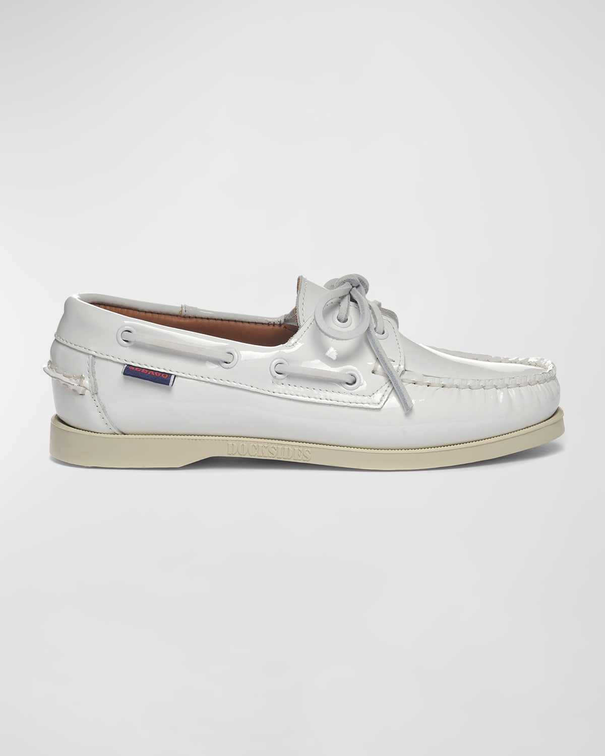 Shop Sebago Portland Docksides Patent Boat Shoes In White