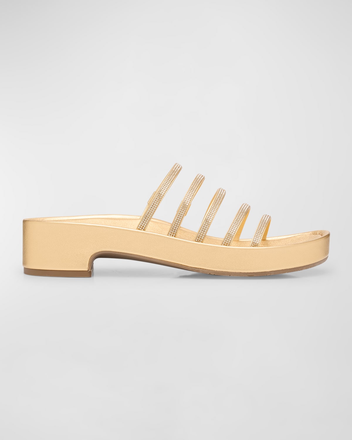 Shop Pedro Garcia Laryn Crystal Five-strap Slide Sandals In Gold