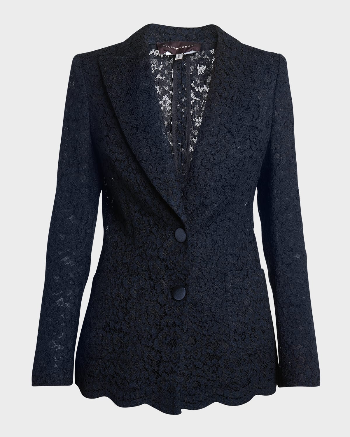 Floral Lace Two-Button Scallop Jacket