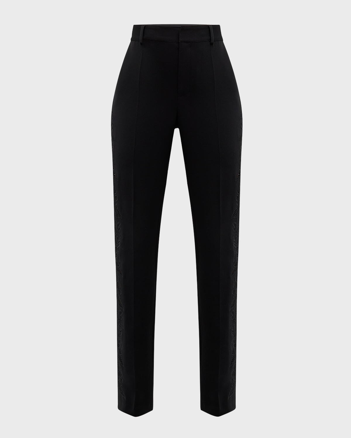 CINQ À SEPT KERRY CUTOUT PAISLEY EMBROIDERY STRAIGHT-LEG PANTS 