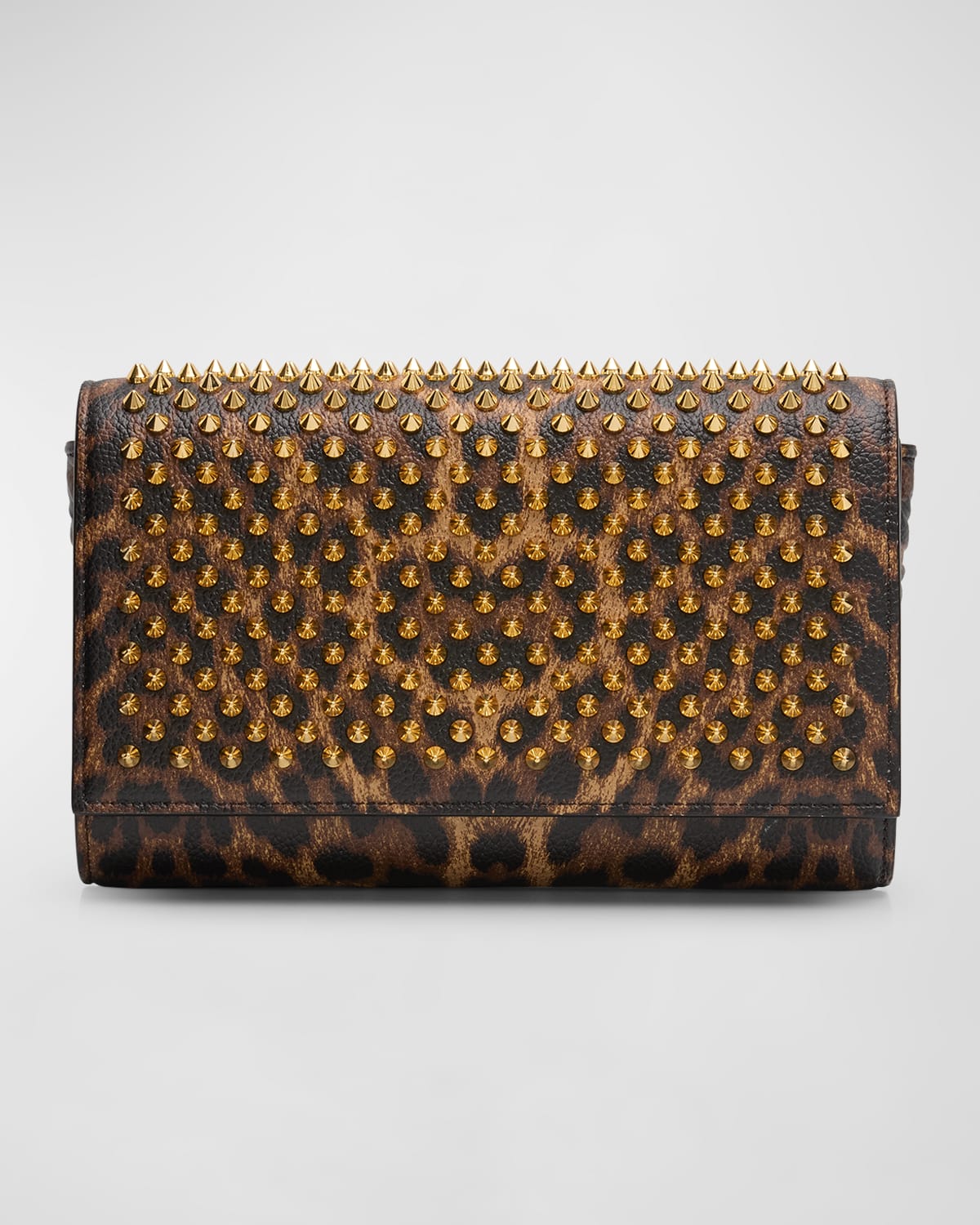 Christian Louboutin Paloma Spike Leopard-print Leather Wallet On Chain In Leopard